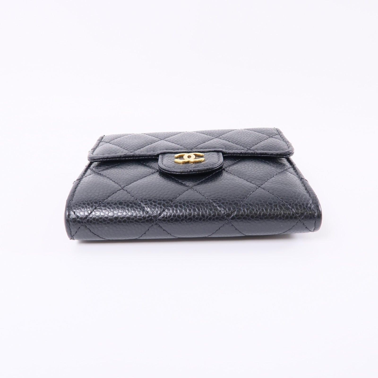CHANEL 牛皮皮革Wallet金扣錢包黑色