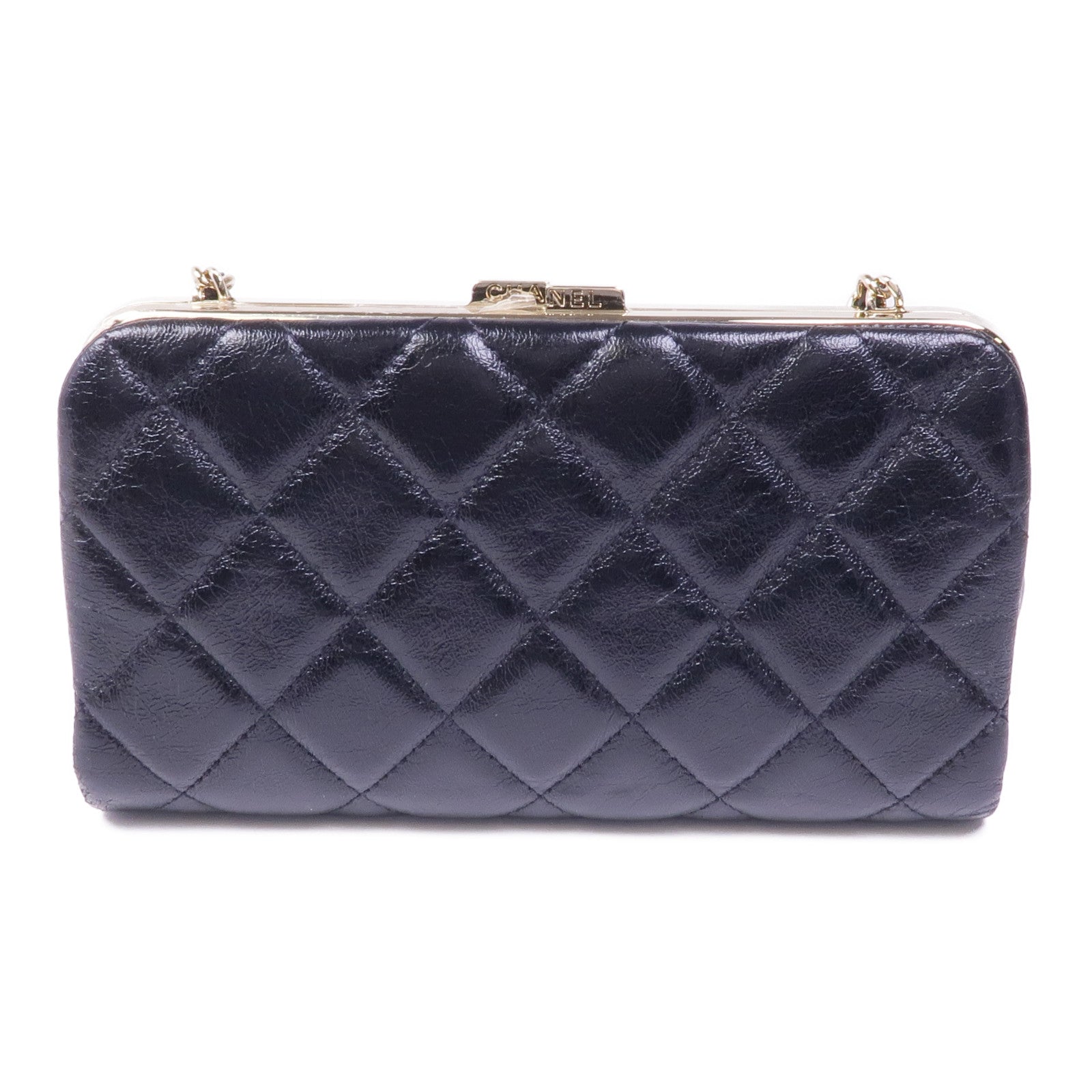 CHANEL 牛皮皮革Chain Shoulder金扣鏈帶肩背袋