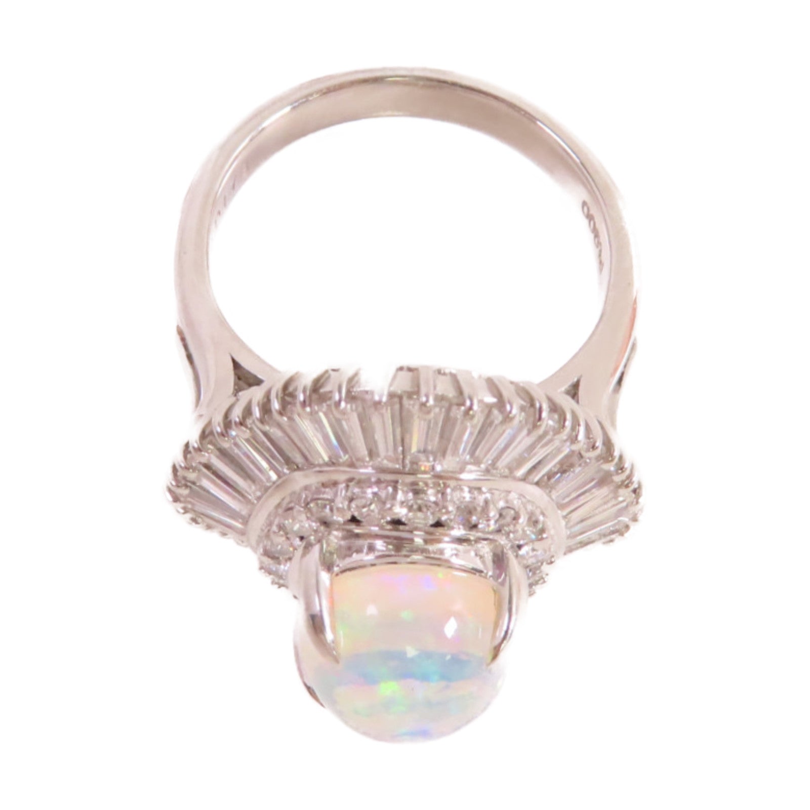 JEWELRY PT900鉑金/2.79ct蛋白石/1.73ct鑚石Opal Diamond Ring戒指US#6.25
