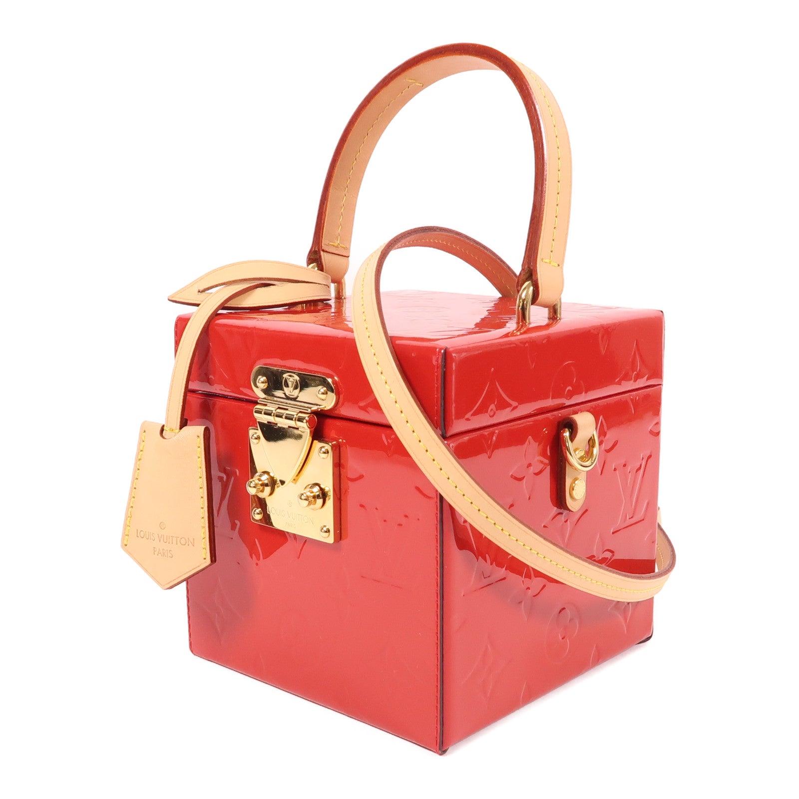 LOUIS VUITTON Monogram Vernis Bleecker Box金扣手挽肩背兩用袋