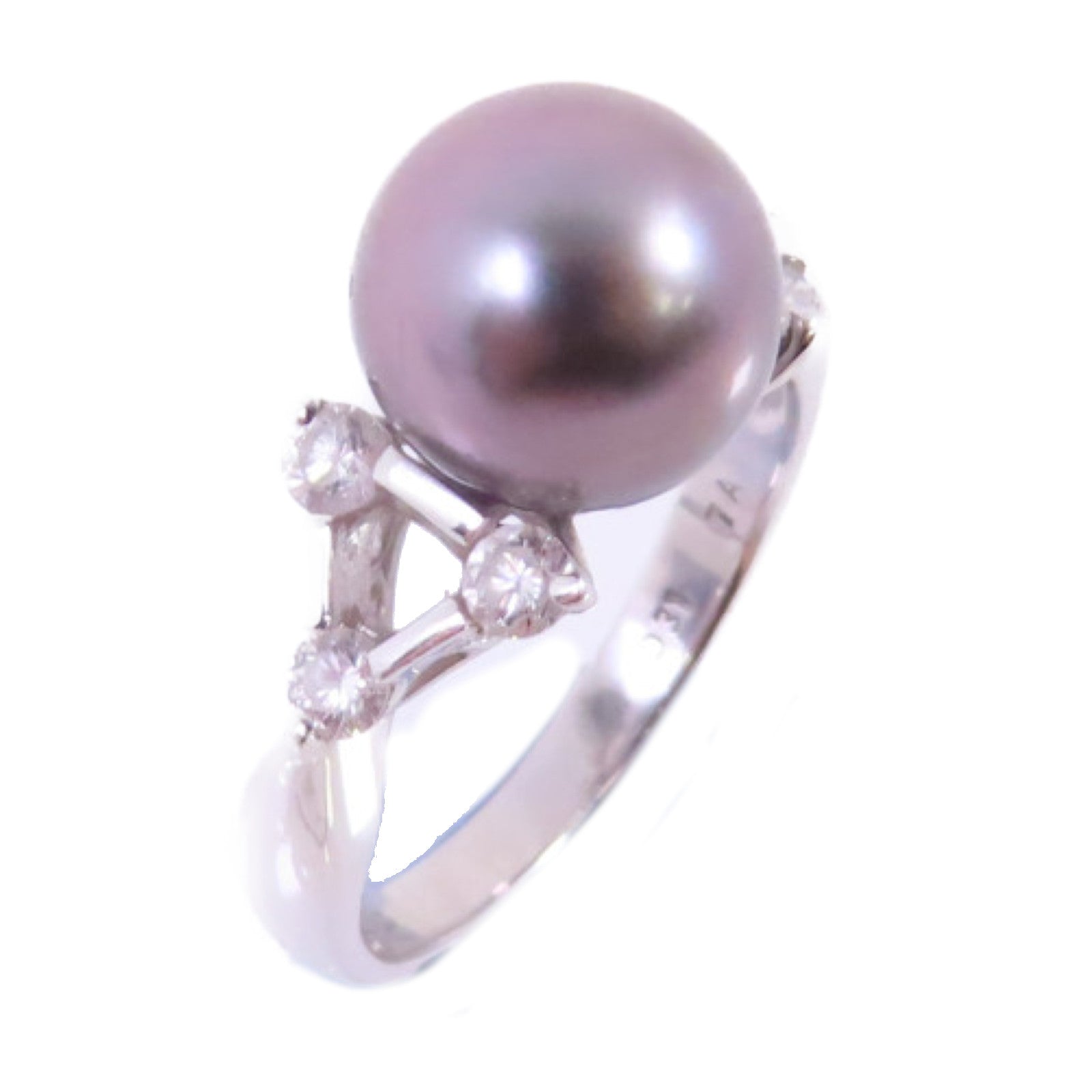 JEWELRY 18K白金Pearl/Diamond Ring珍珠/0.31ct鑽石戒指US#5
