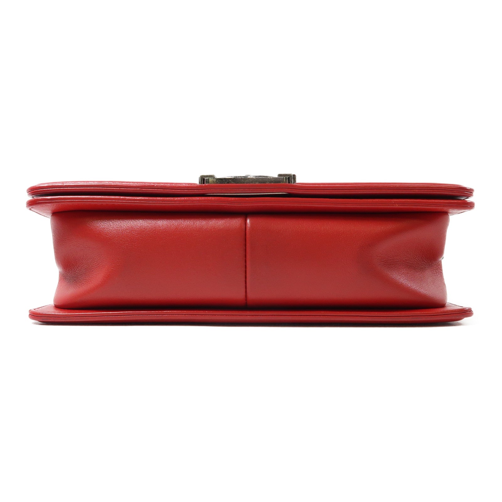 CHANEL Quilted CC Boy 25cm Chain Shoulder Bag Calfskin Leather Red