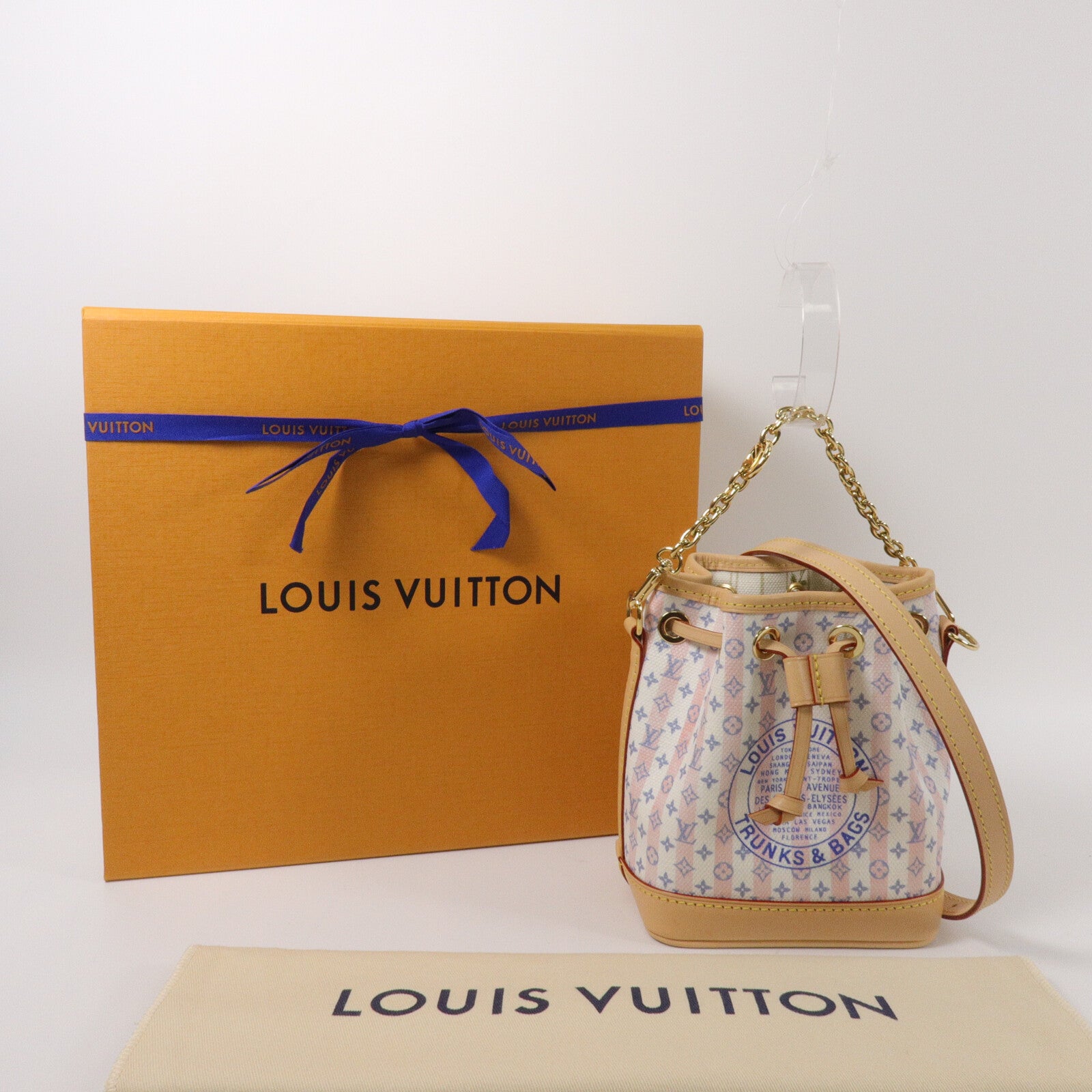 LOUIS VUITTON Bicolor Monogram Nano Noe鏈帶手挽肩背兩用袋