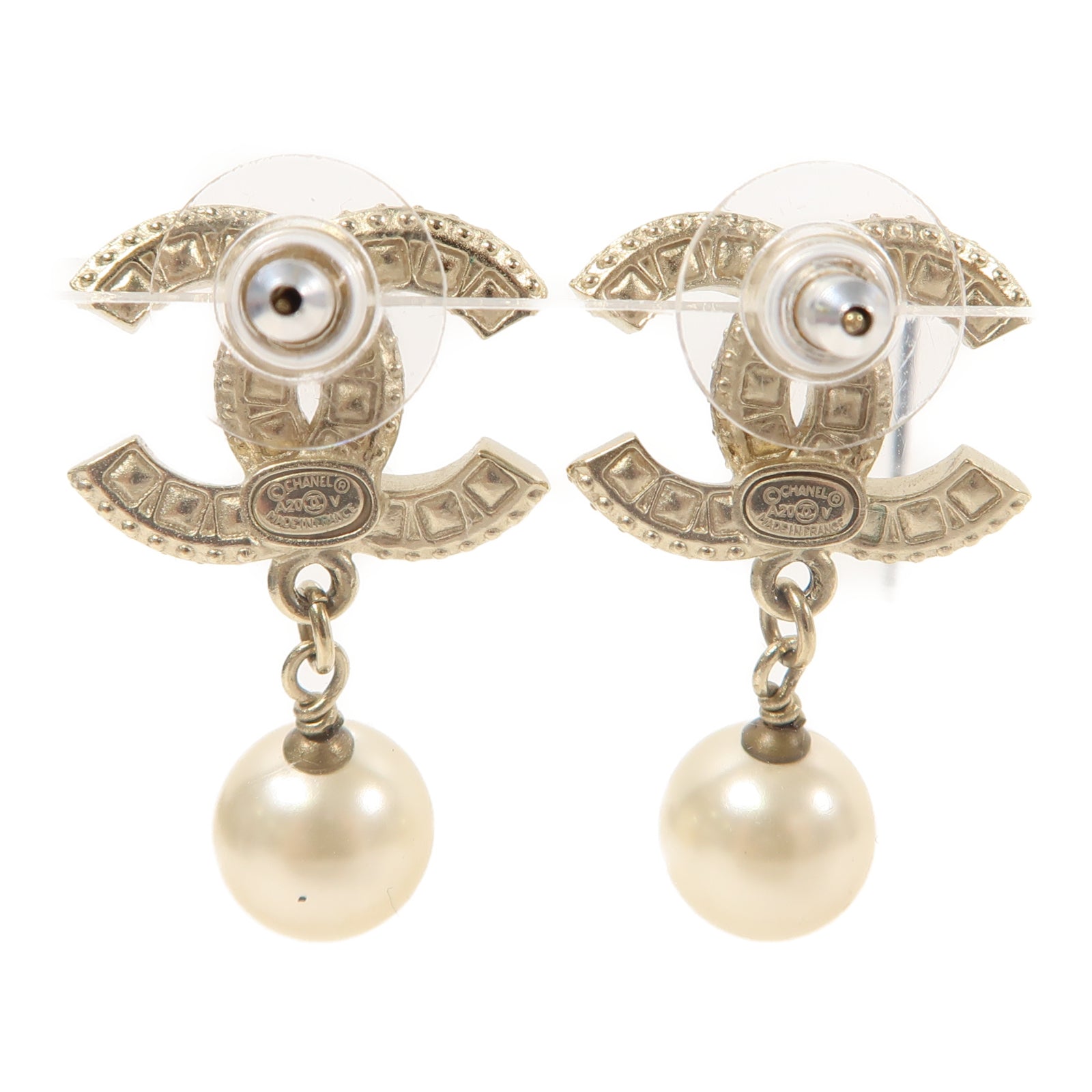 CHANEL 金屬Earrings耳環金色/白色