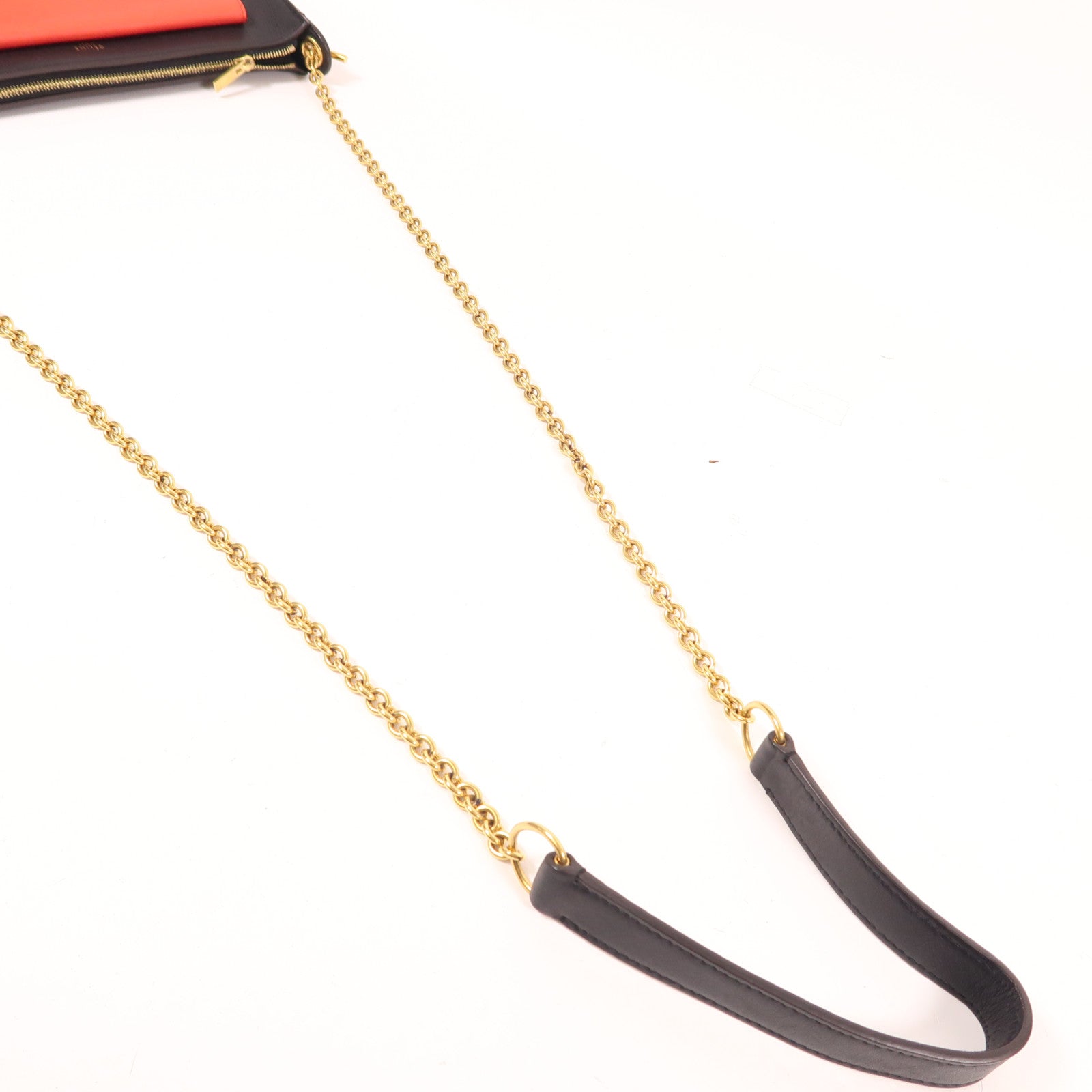 CELINE 牛皮皮革/蛇皮皮革Chain Shoulder金扣鏈帶肩背袋