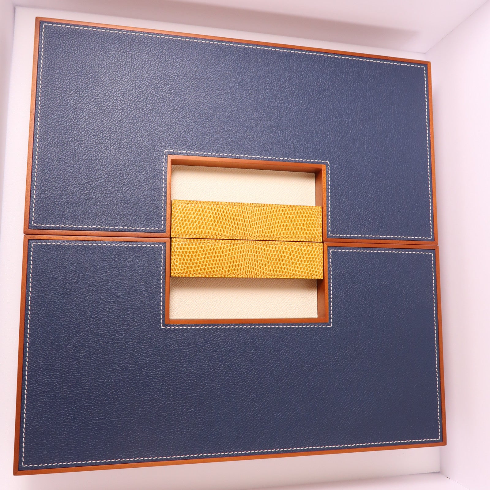 HERMES 木材/皮革/蜥蝪皮革Mahjong Set麻雀