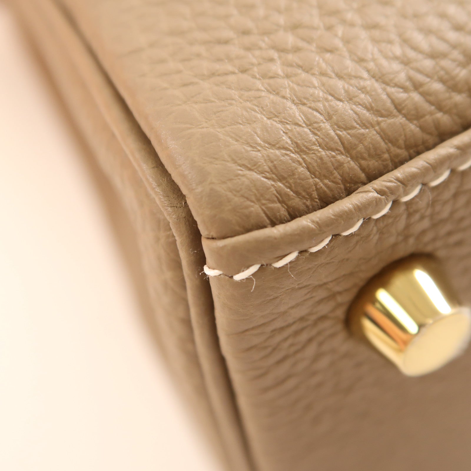 HERMES Celemence皮革Kelly 25金扣手挽肩背兩用袋Etoupe