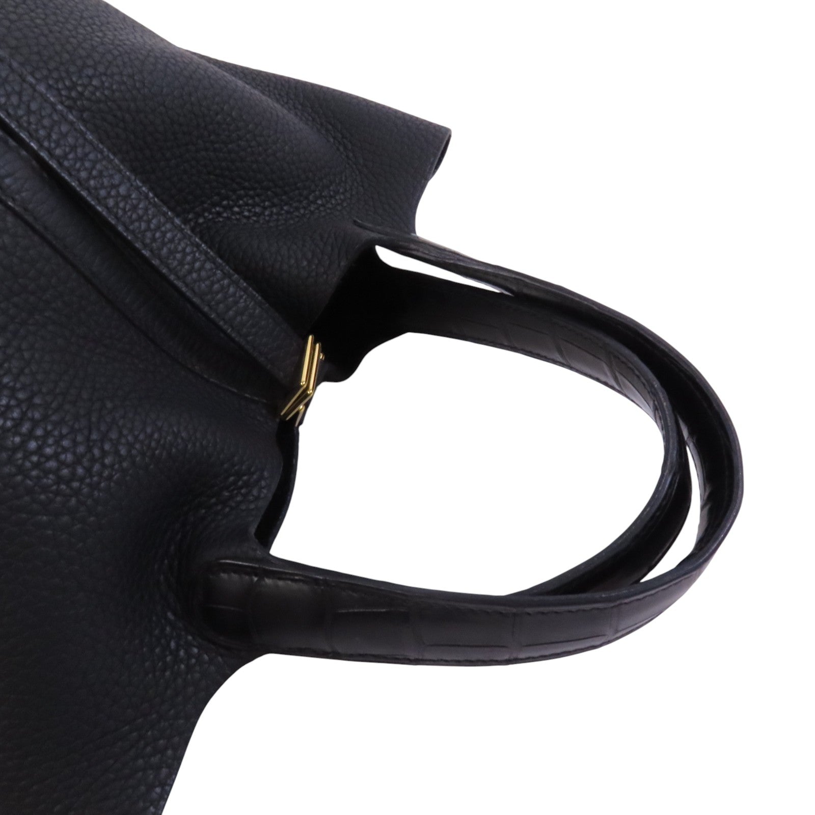 HERMES Clemence皮革/鱷魚皮革Picotin PM Touch金扣手挽袋