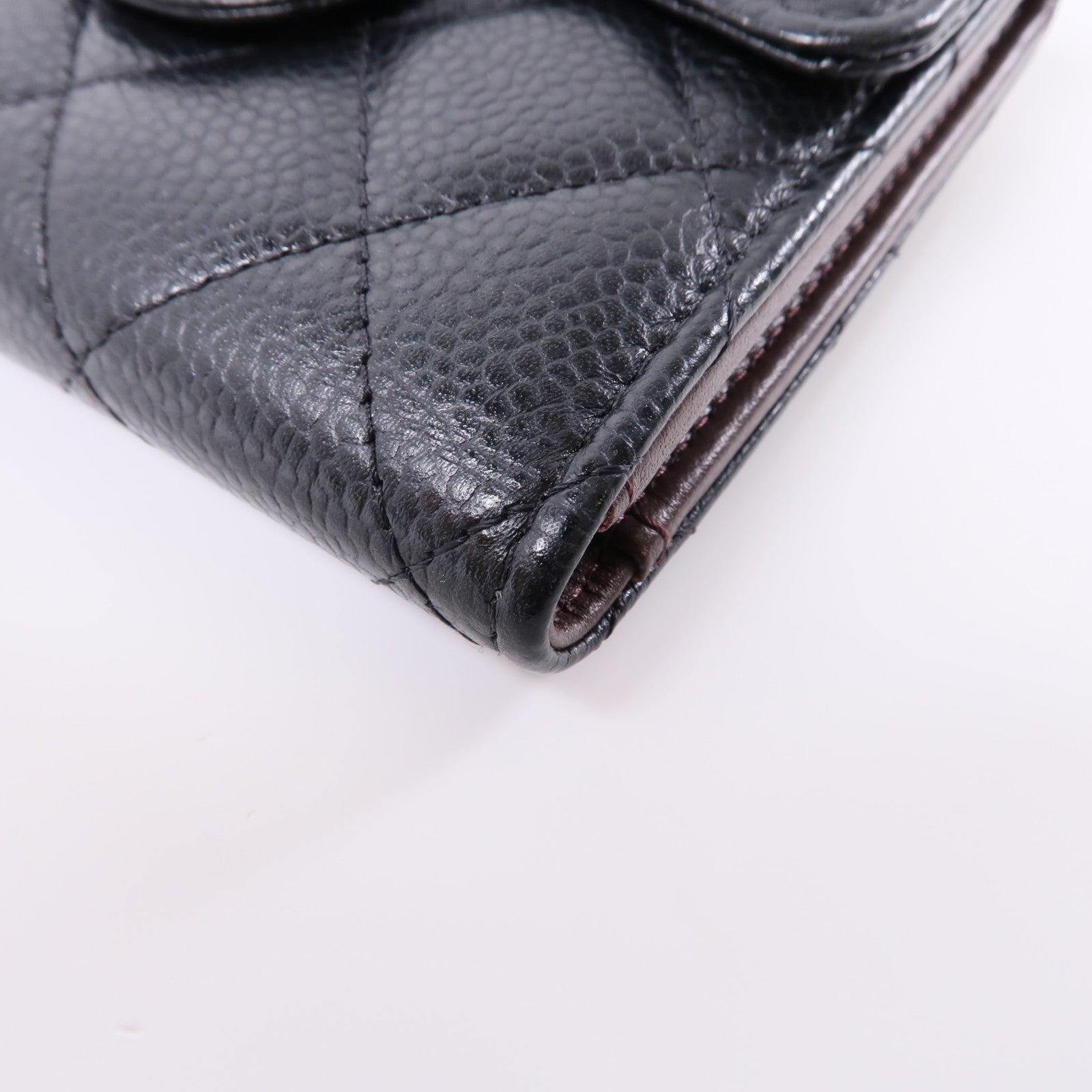 CHANEL 牛皮皮革Wallet金扣錢包黑色