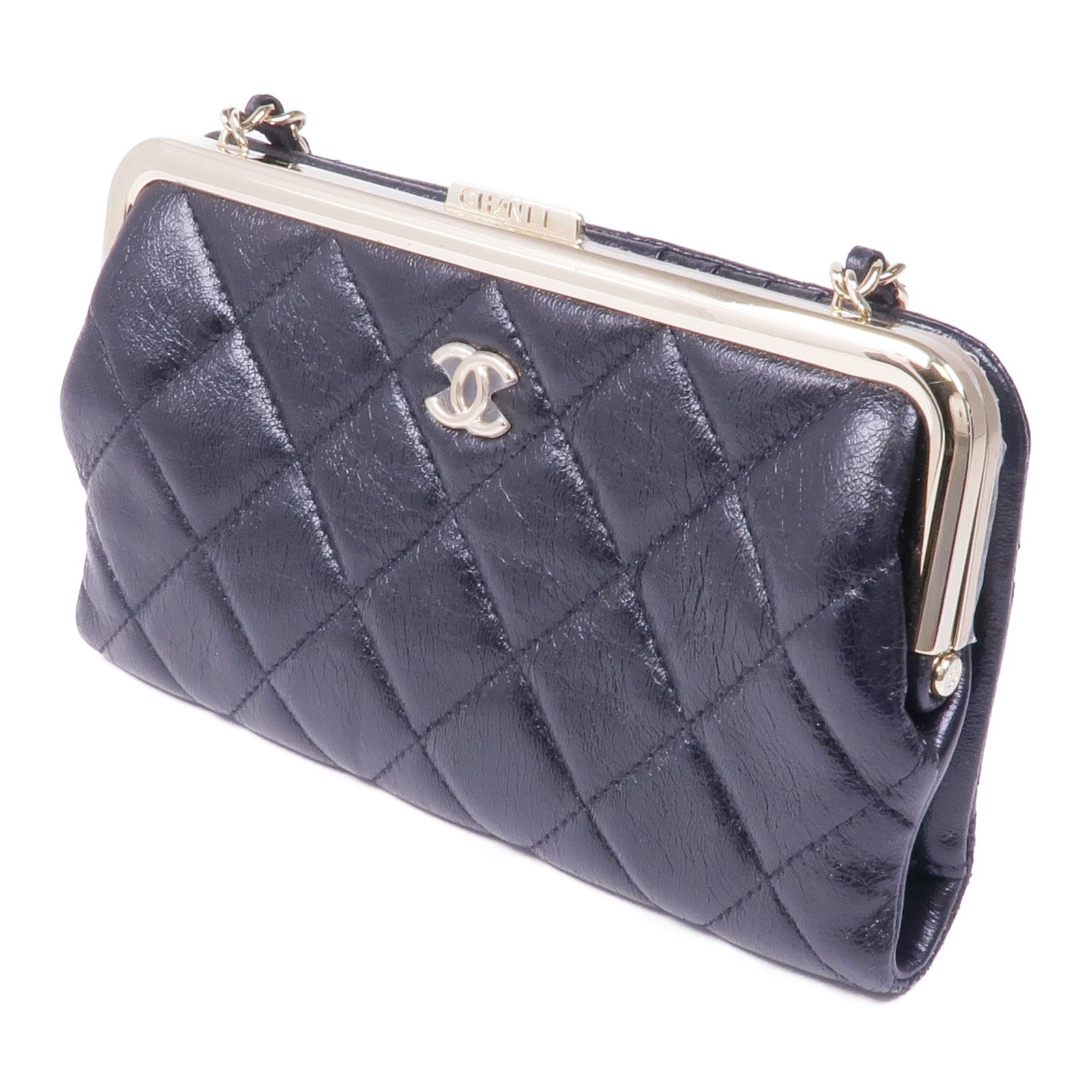 CHANEL 牛皮皮革Chain Shoulder金扣鏈帶肩背袋