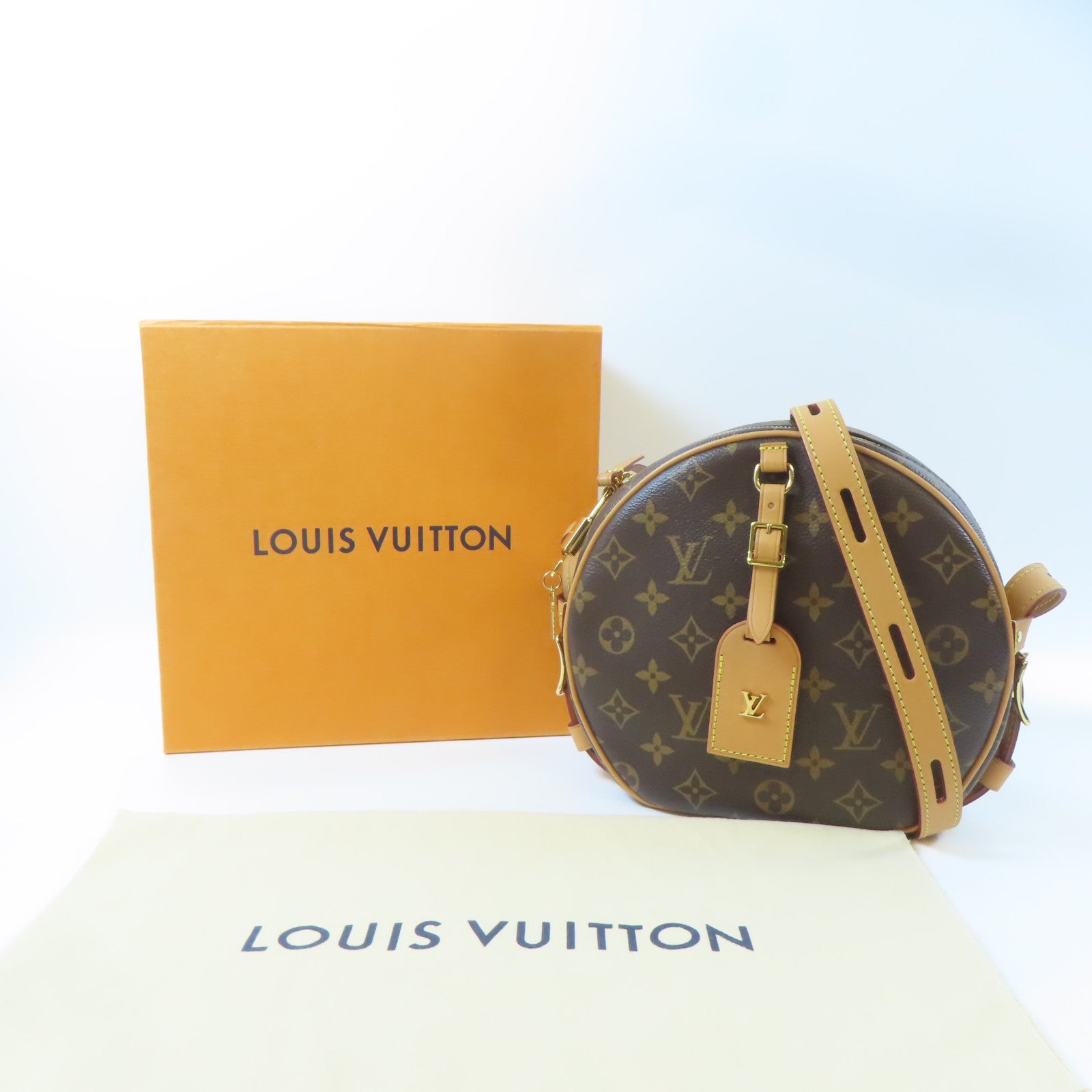 LOUIS VUITTON 【激減優惠】Monogram Boite Chapeau Souple MM金扣手挽袋啡色