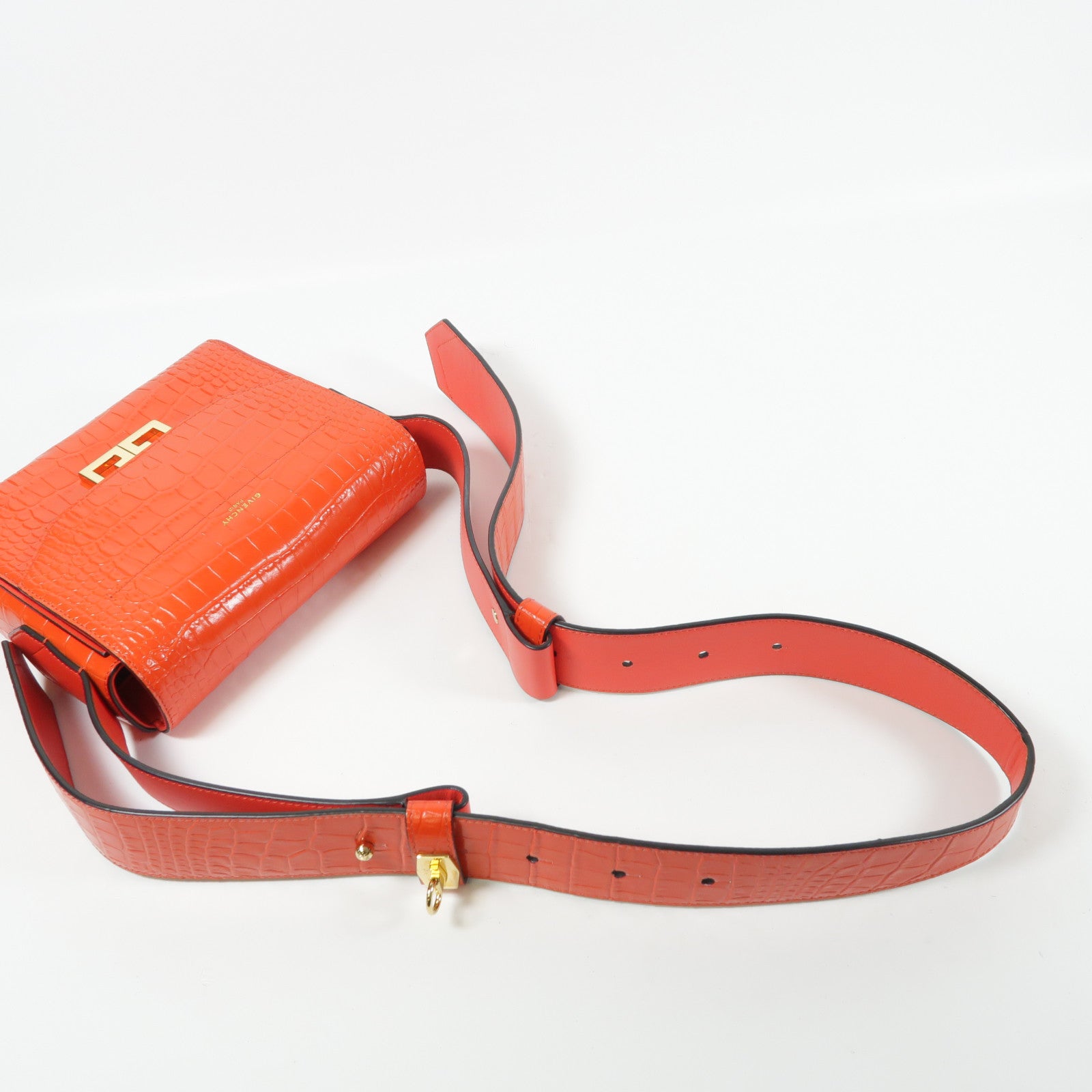 GIVENCHY GHW Shoulder Bag Calfskin Leather Red