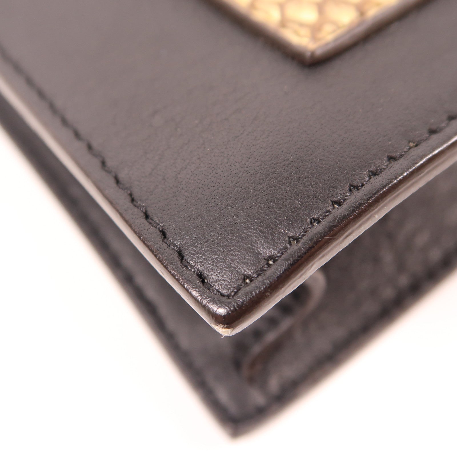 CELINE 牛皮皮革/蛇皮皮革Chain Shoulder金扣鏈帶肩背袋