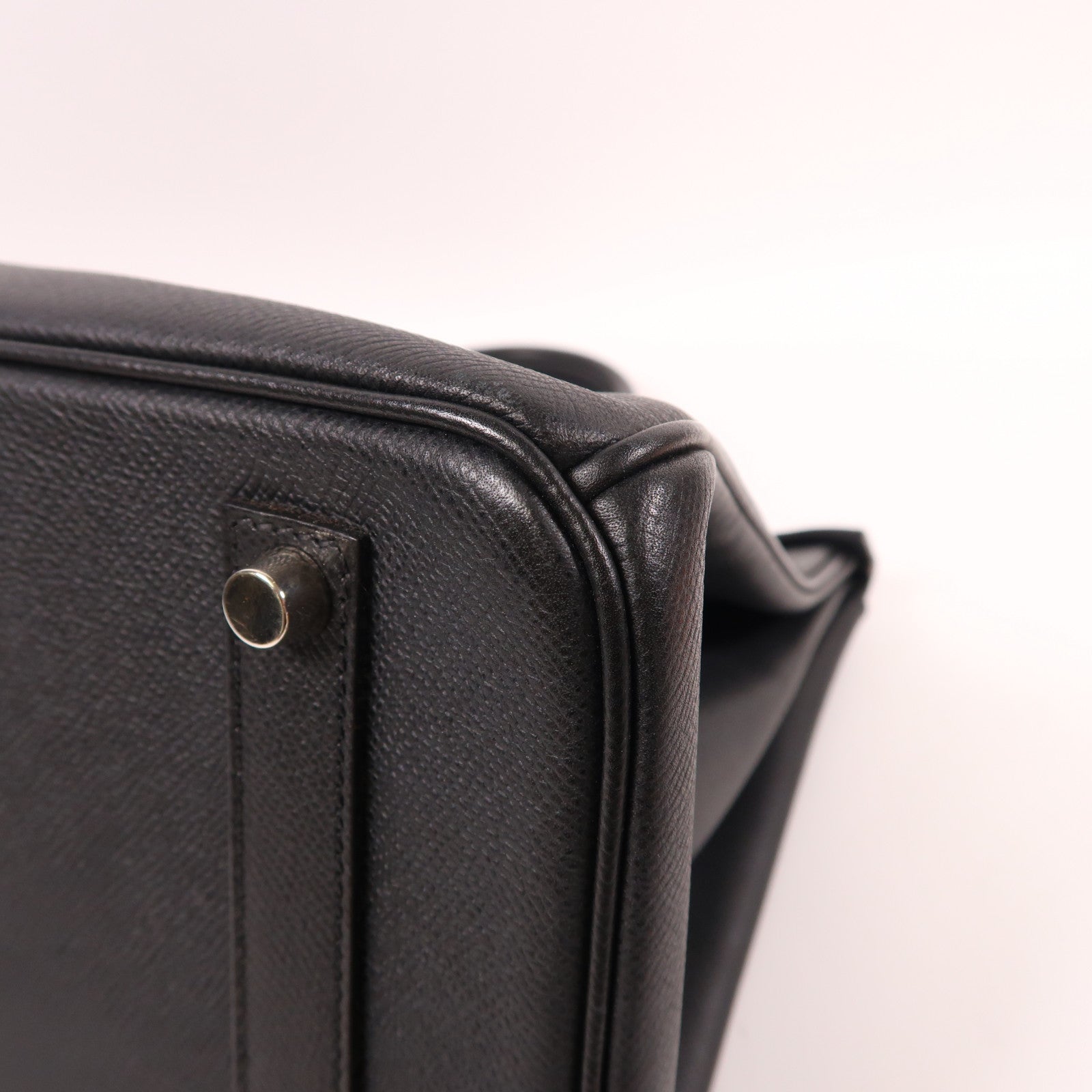 HERMES Epsom皮革Birkin 35銀扣手挽袋黑色
