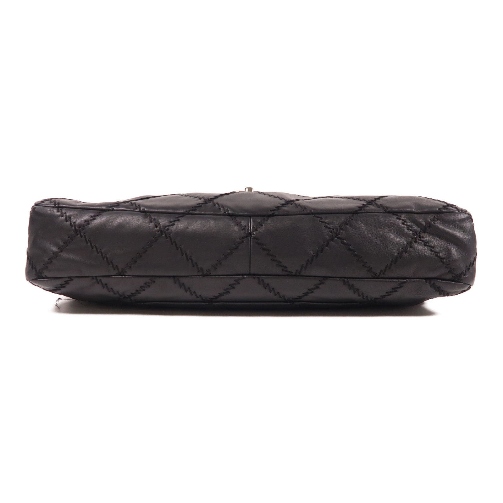 CHANEL 皮革Chain Shoulder銀扣鏈帶肩背袋黑色