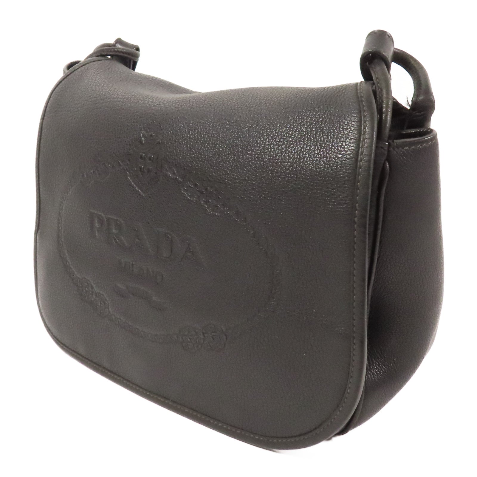 PRADA 牛皮皮革Shoulder Bag 金扣肩背袋