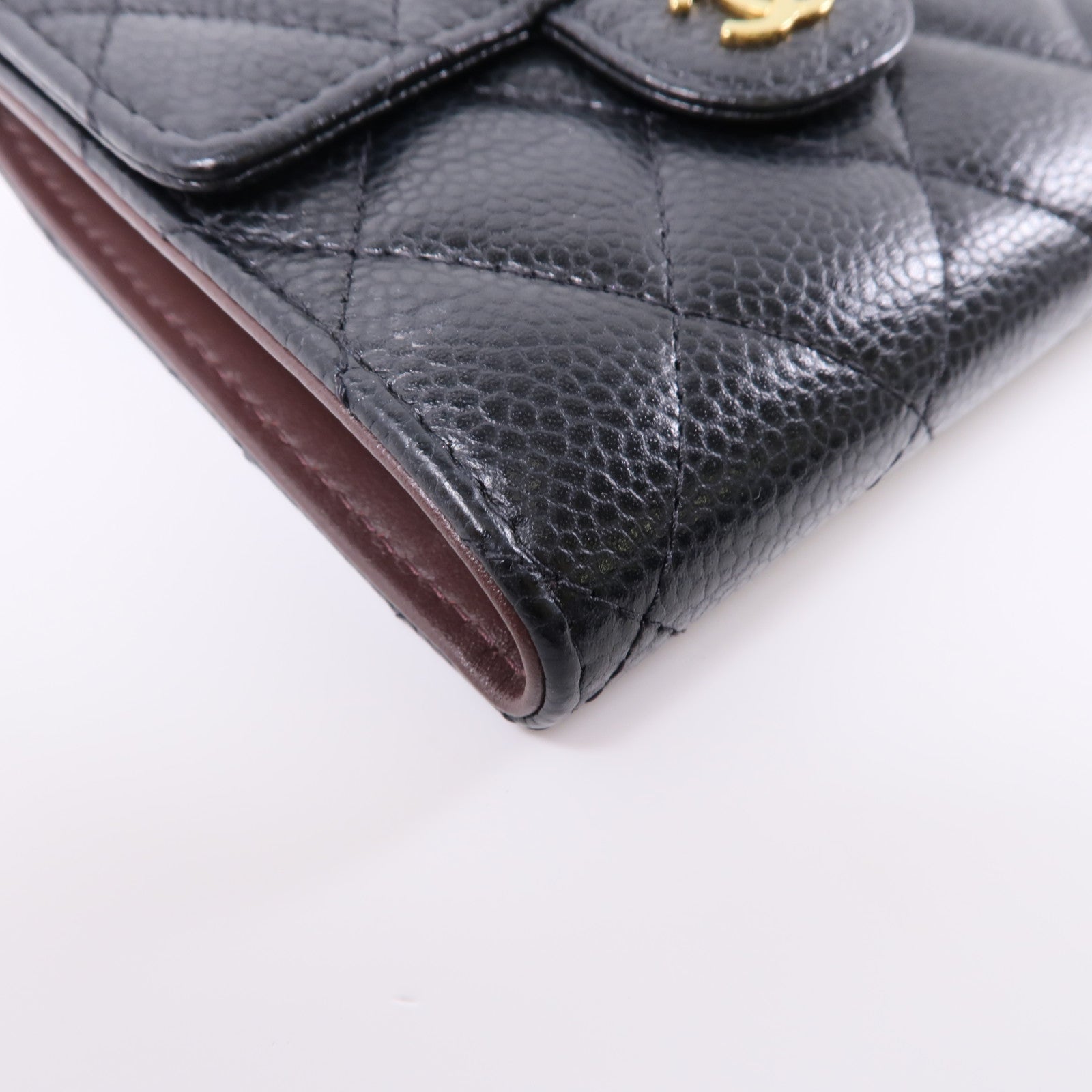 CHANEL 牛皮皮革Wallet金扣錢包黑色