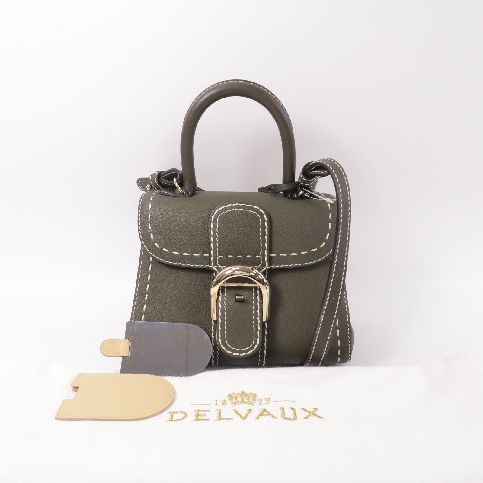 Delvaux 牛皮皮革Brillant Mini手挽肩背兩用袋