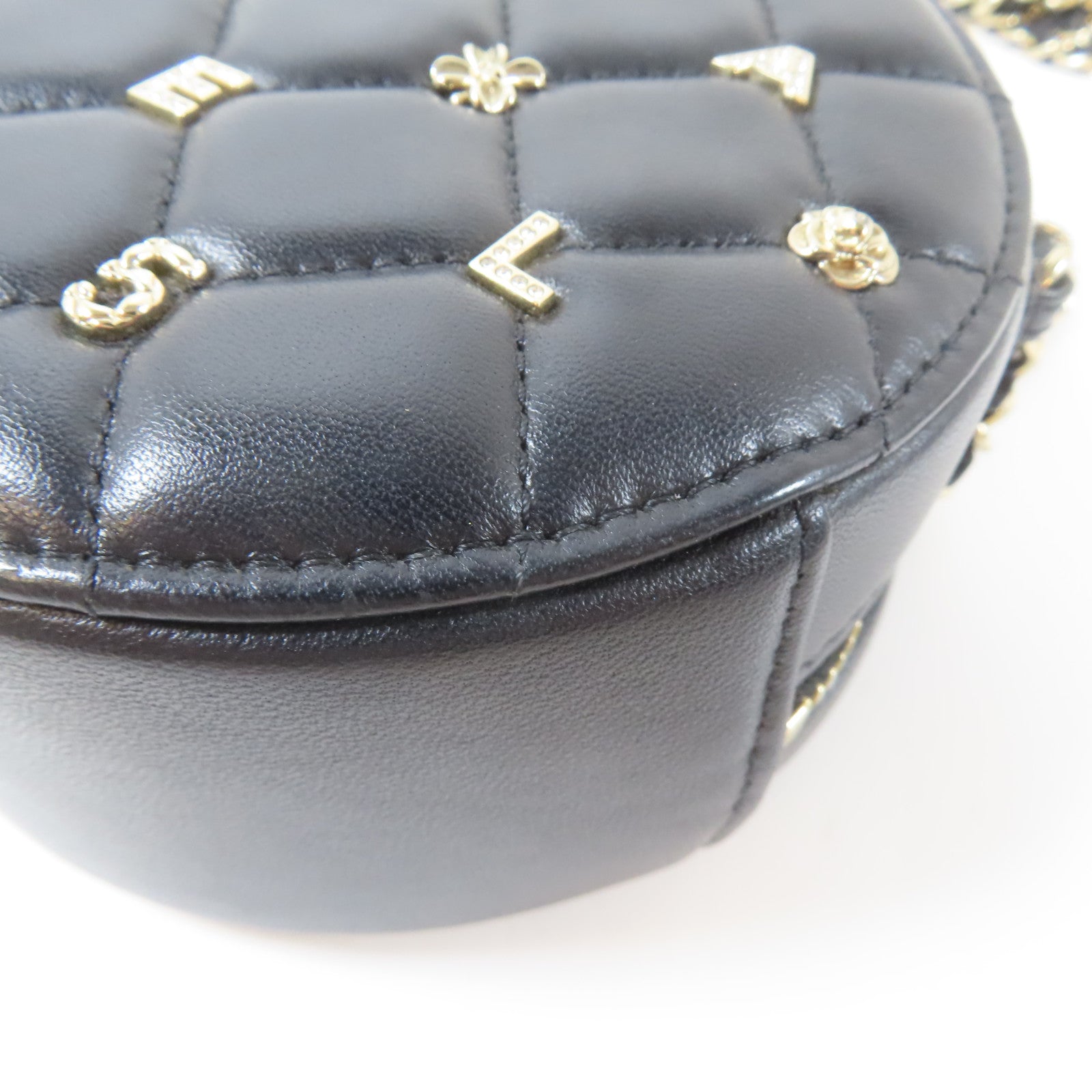 CHANEL 菱格羊皮皮革Chain Shoulder Bag金扣鏈帶肩背袋黑色