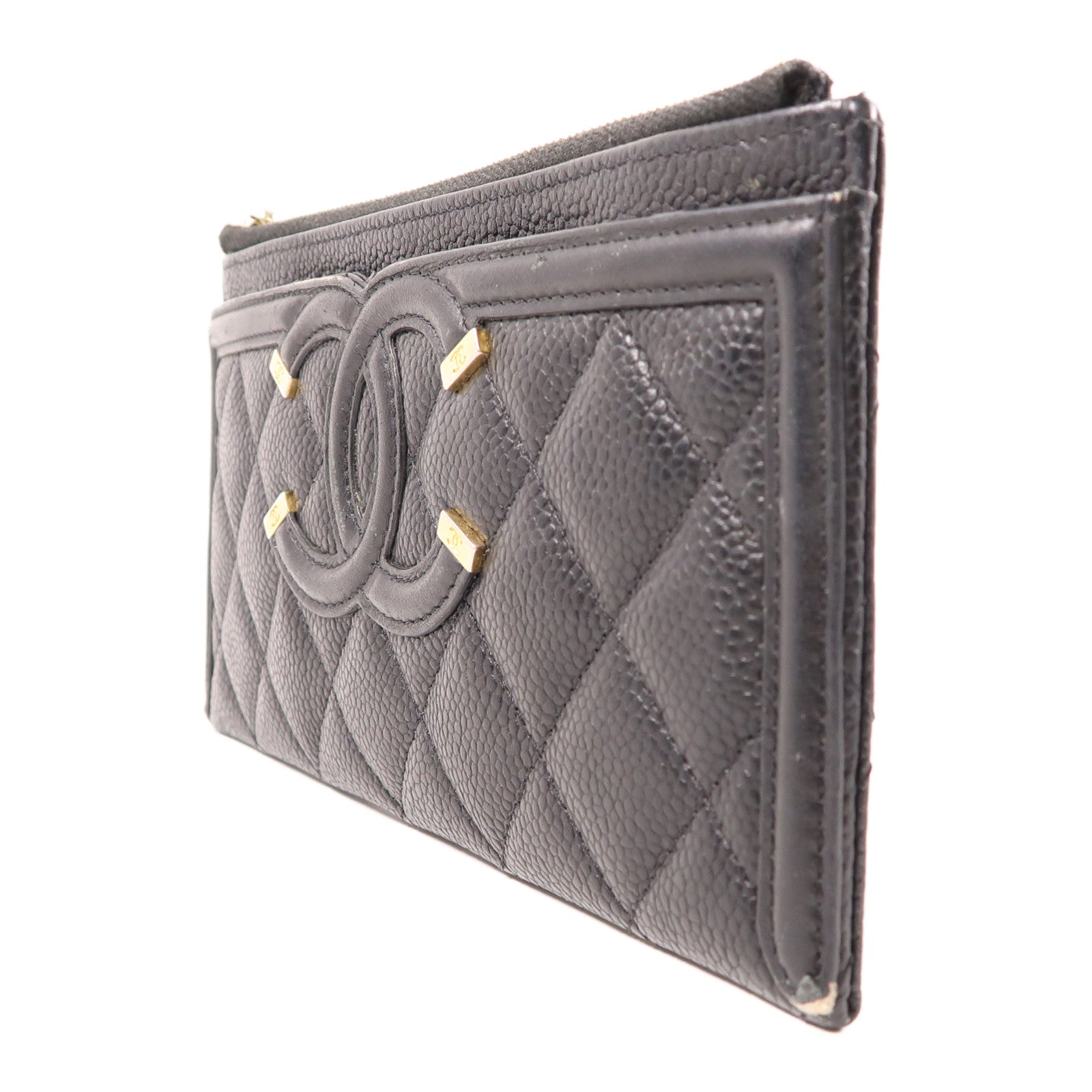 CHANEL 牛皮皮革Long Wallet金扣長錢包