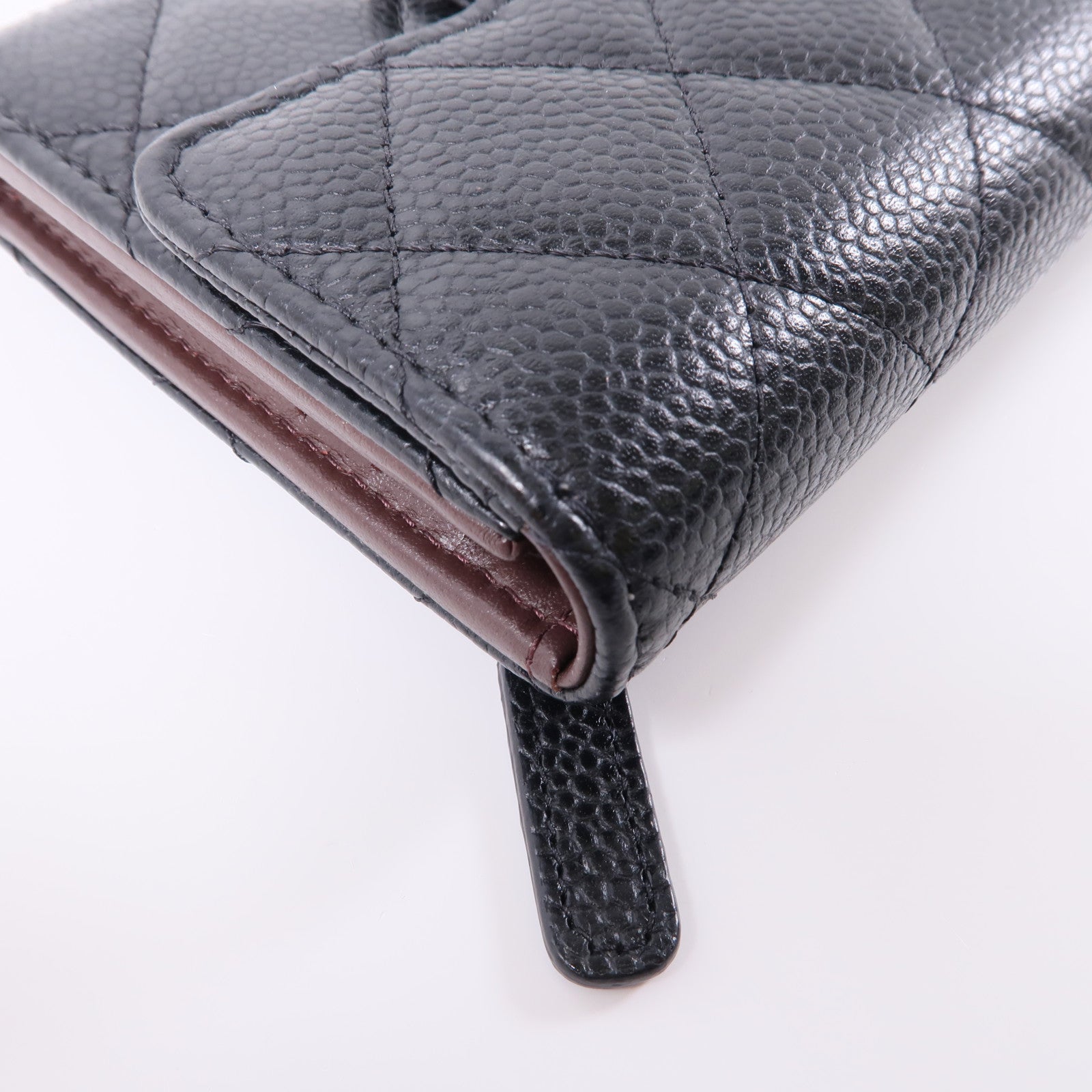 CHANEL 牛皮皮革Wallet金扣錢包黑色
