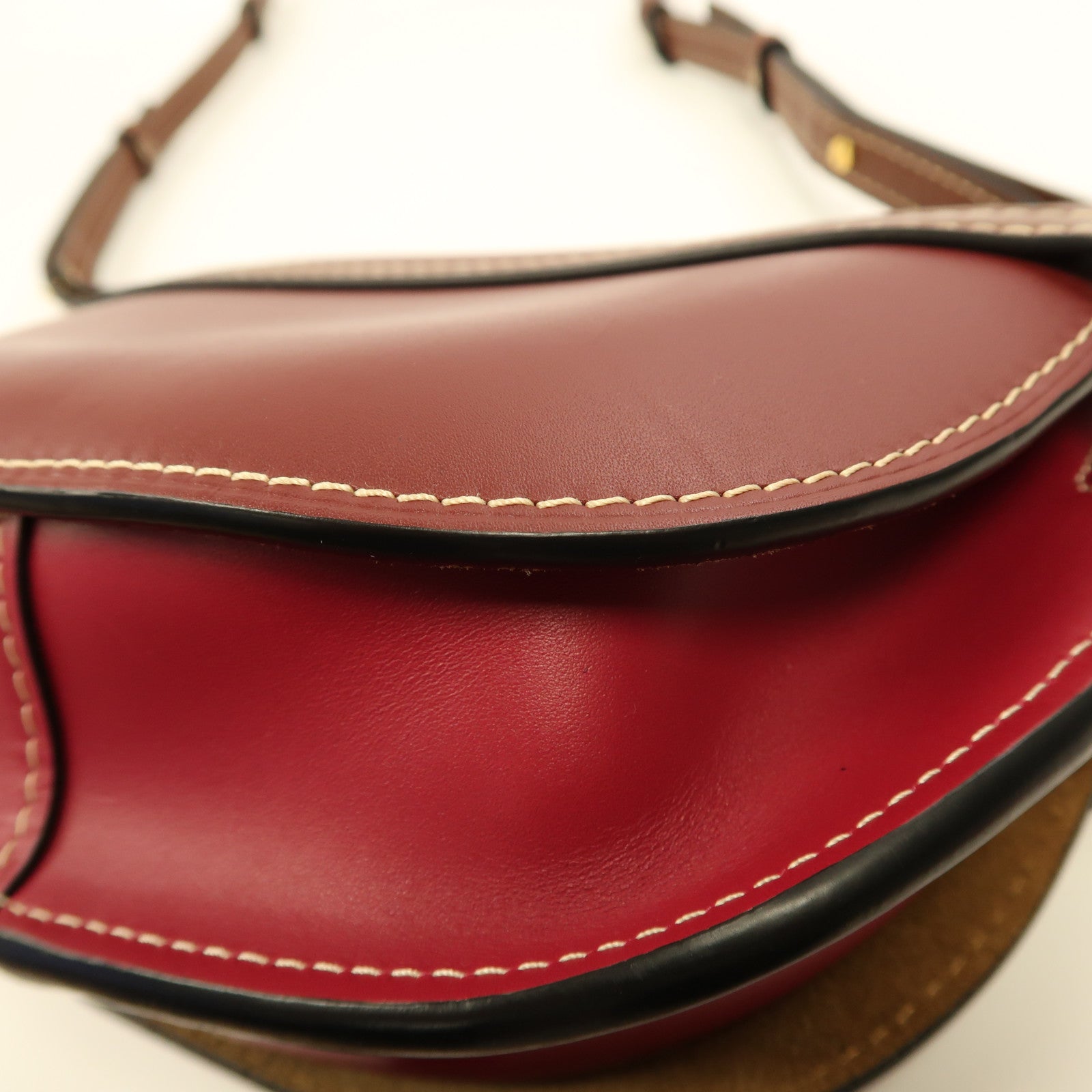 LOEWE 牛皮皮革Gate Small金扣肩背袋紅色