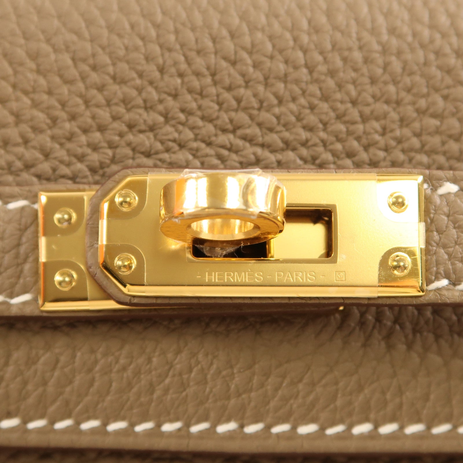 HERMES Celemence皮革Kelly 25金扣手挽肩背兩用袋Etoupe