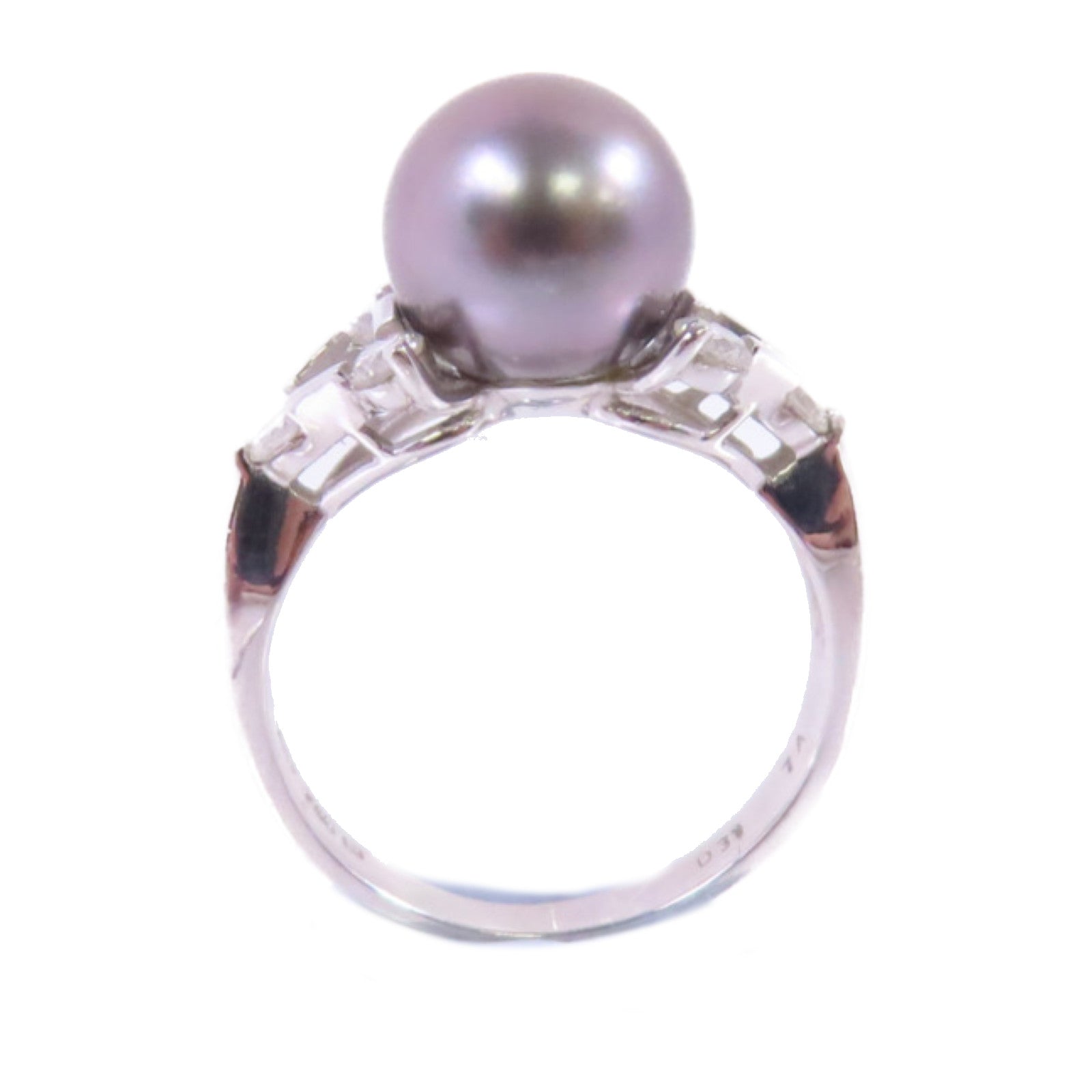 JEWELRY 18K白金Pearl/Diamond Ring珍珠/0.31ct鑽石戒指US#5