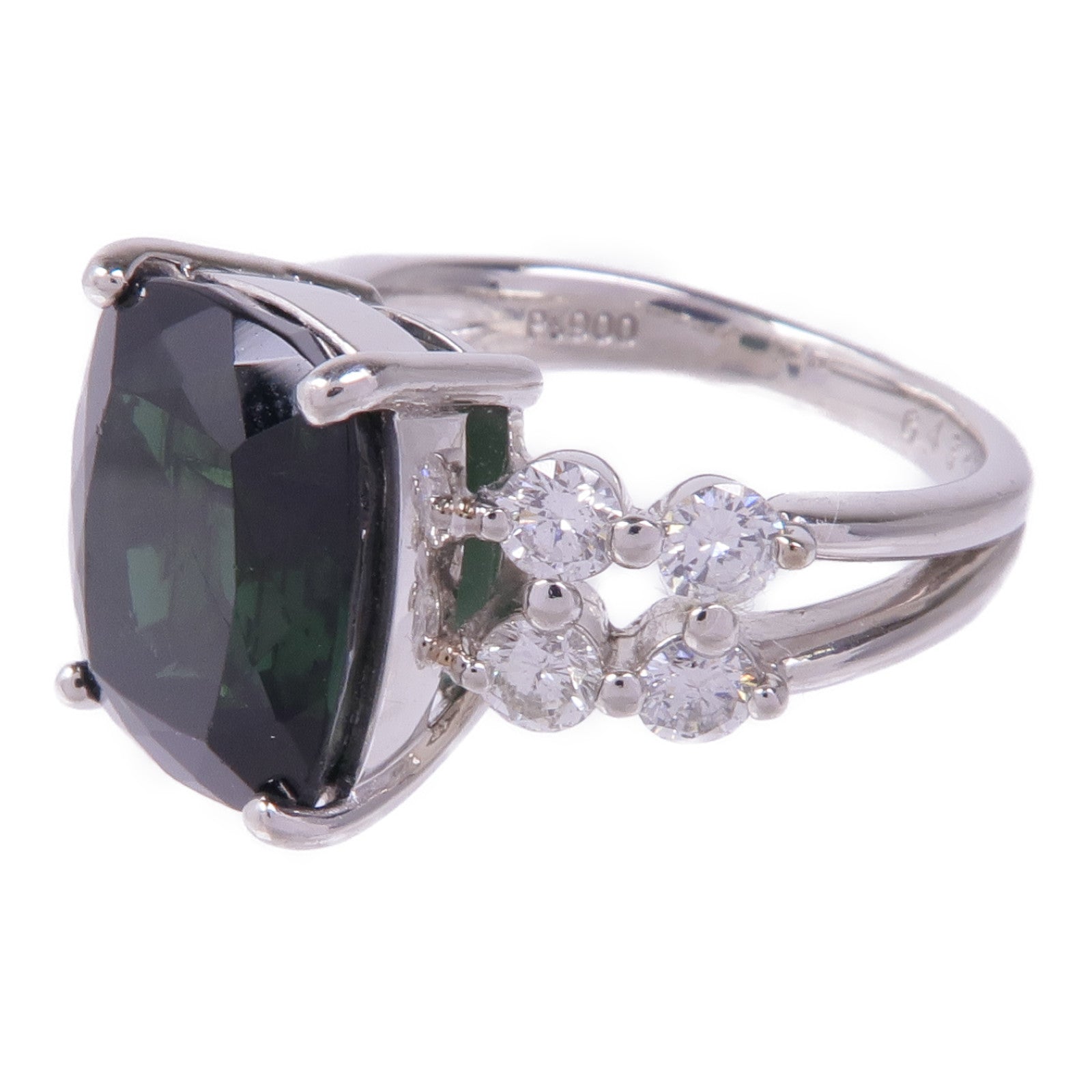 JEWELRY PT900鉑金Tourmaline Diamond Ring電氣石/鑽石戒指US#6.25