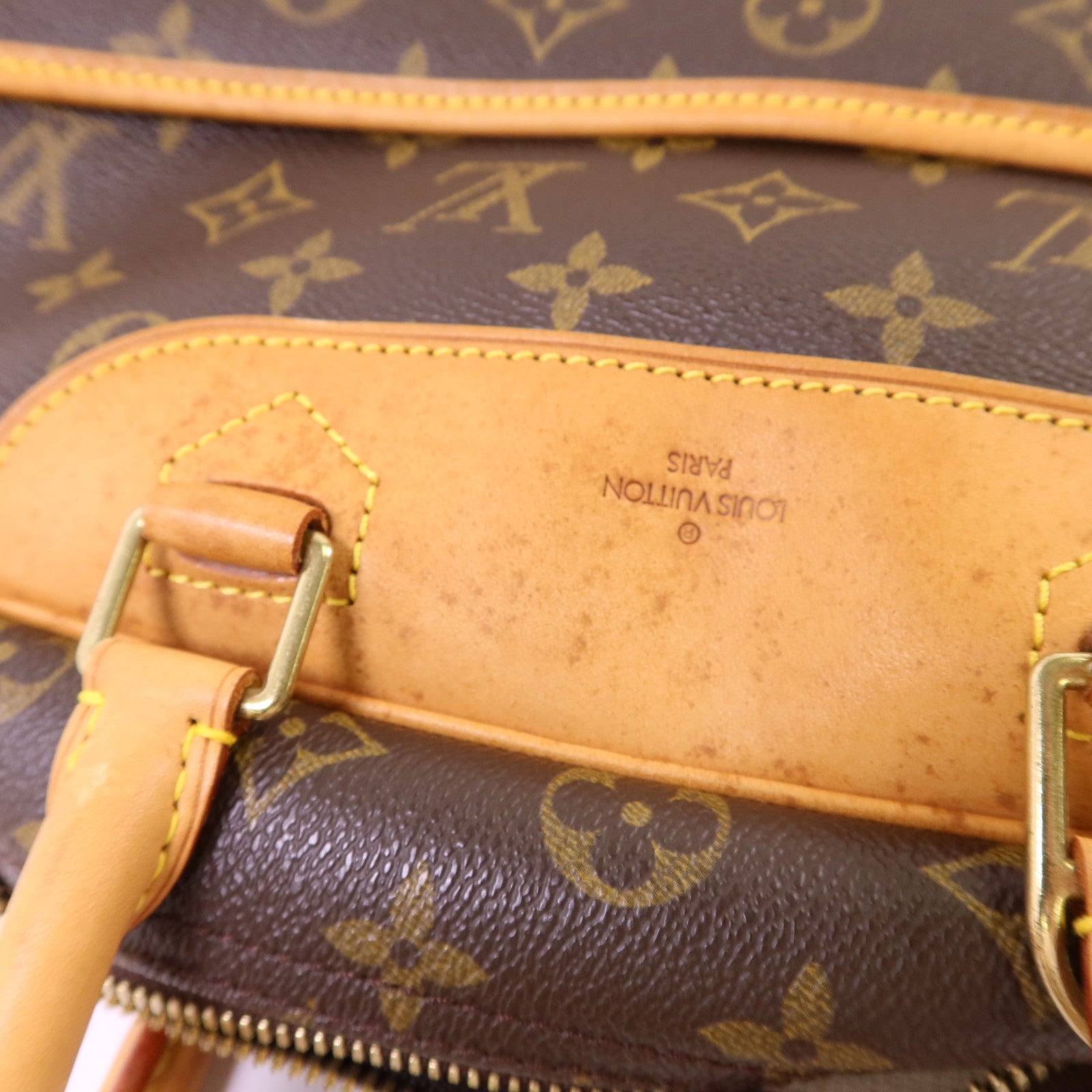 LOUIS VUITTON Monogram Deauville金扣手挽袋棕色