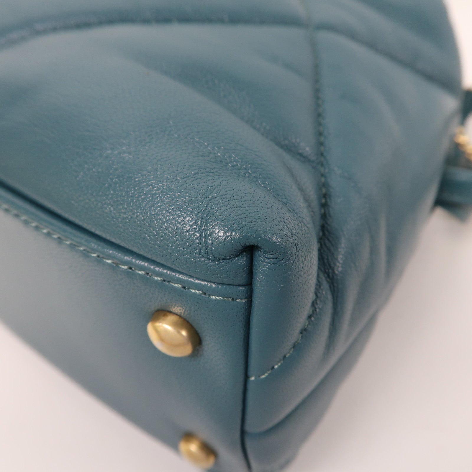 CHANEL 【激減優惠】菱格羊皮皮革Shoulder Bag金扣鏈帶肩背袋藍綠色
