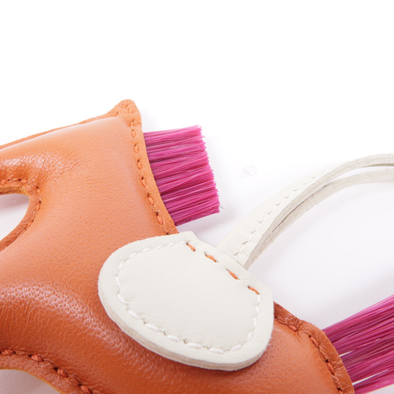 HERMES Milo皮革/馬鬃毛Rodeo PM GriGri掛飾Cornaline