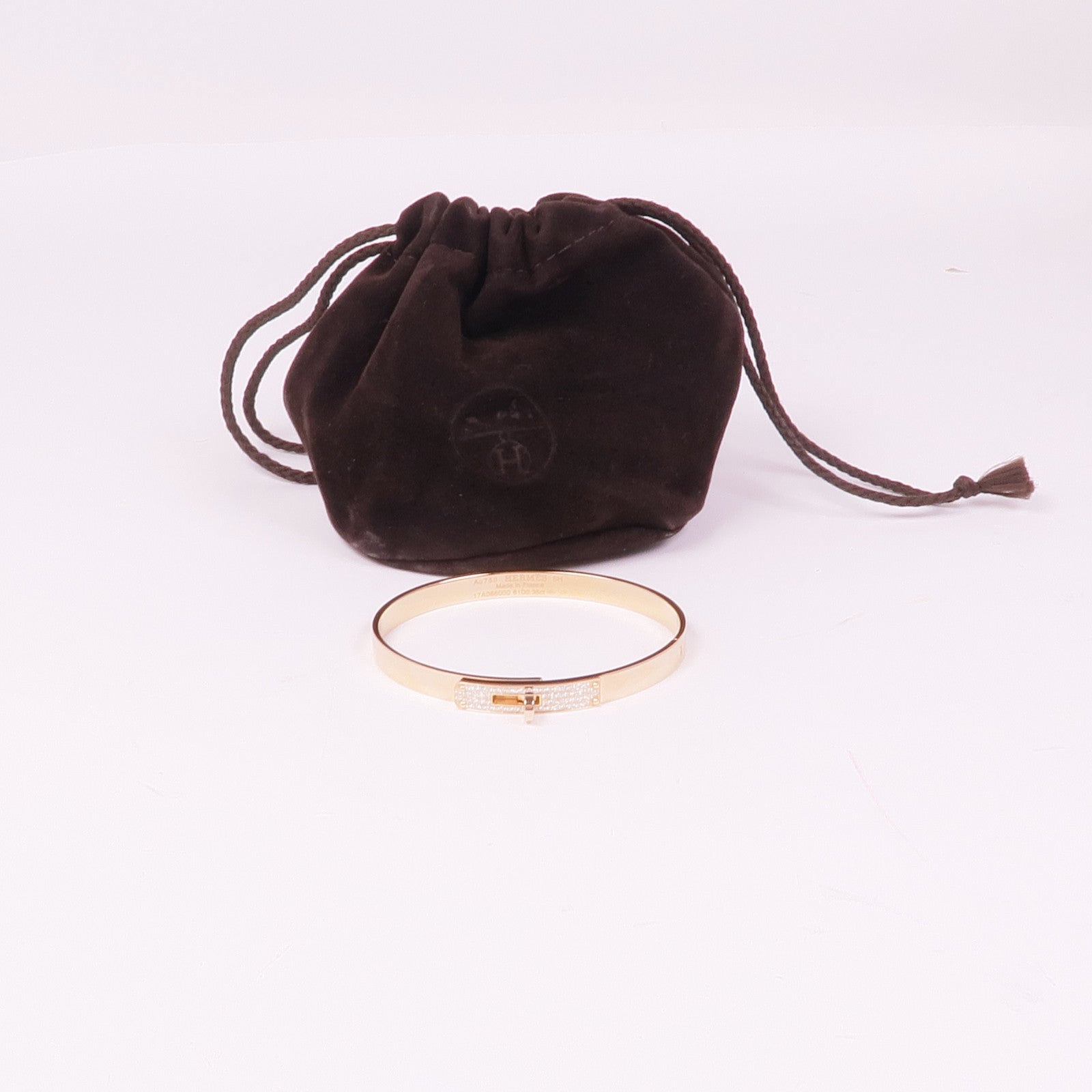HERMES 18K玫瑰金Kelly Bracelet鑽石手鏈US#15.5 Hermes#61