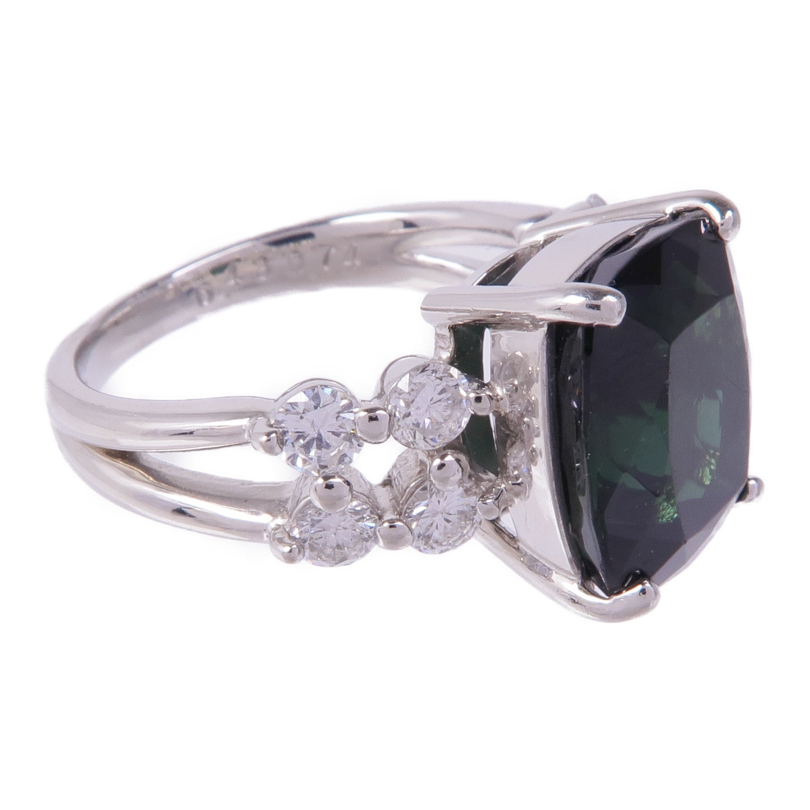 JEWELRY PT900鉑金Tourmaline Diamond Ring電氣石/鑽石戒指US#6.25