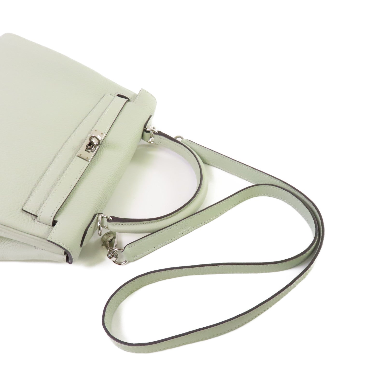 HERMES 【激減優惠】Togo皮革Kelly 25 2way Handbag銀扣手挽肩背兩用袋Gris Neve水晶灰色