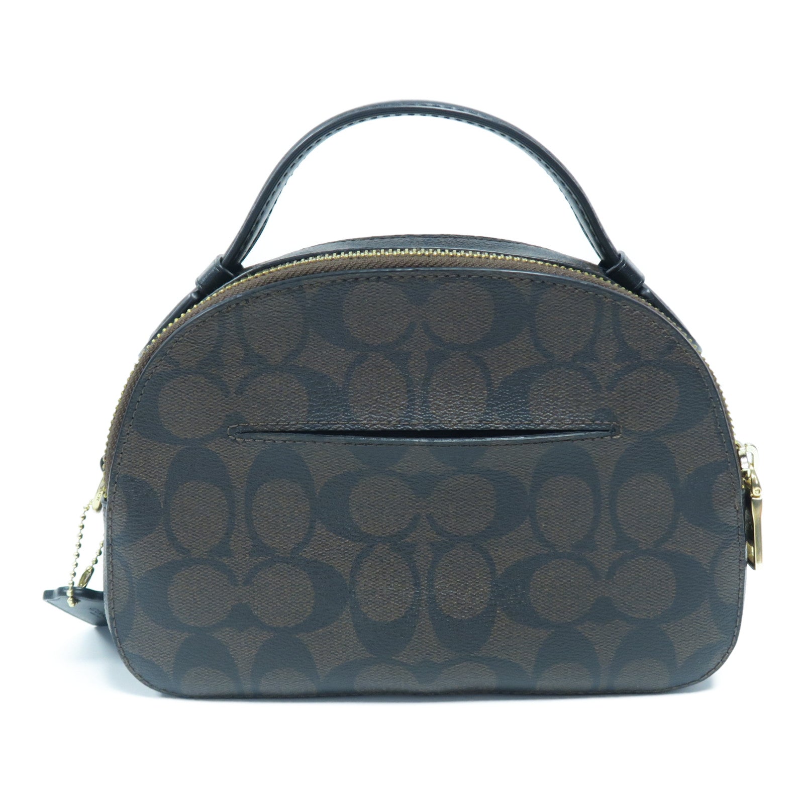 COACH 【激減優惠】塗層帆布2 Way Shoulder Bag金扣手挽肩背兩用袋啡色/黑色