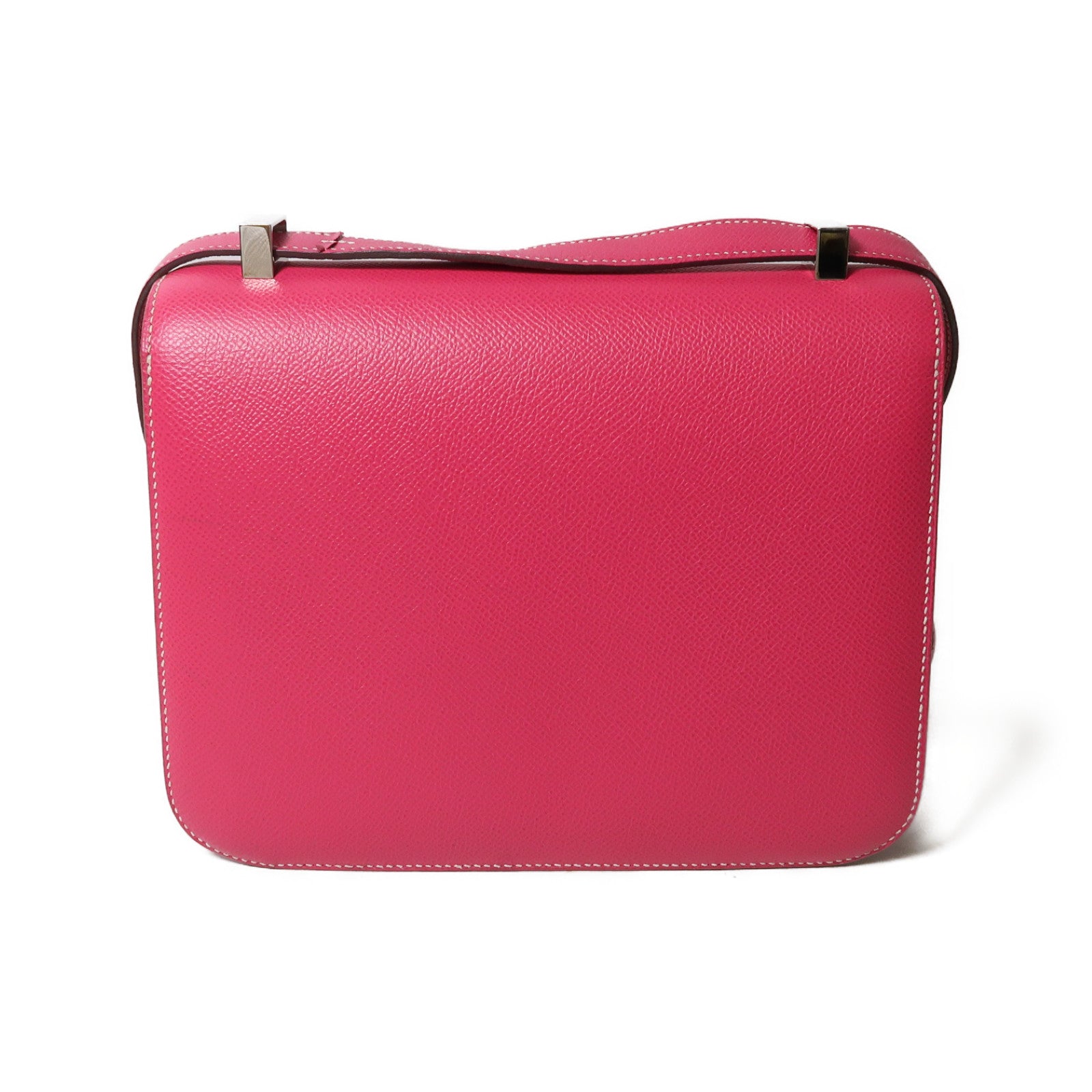 HERMES Epsom皮革Constance 24銀扣肩背袋Rose Tyrien粉紅色