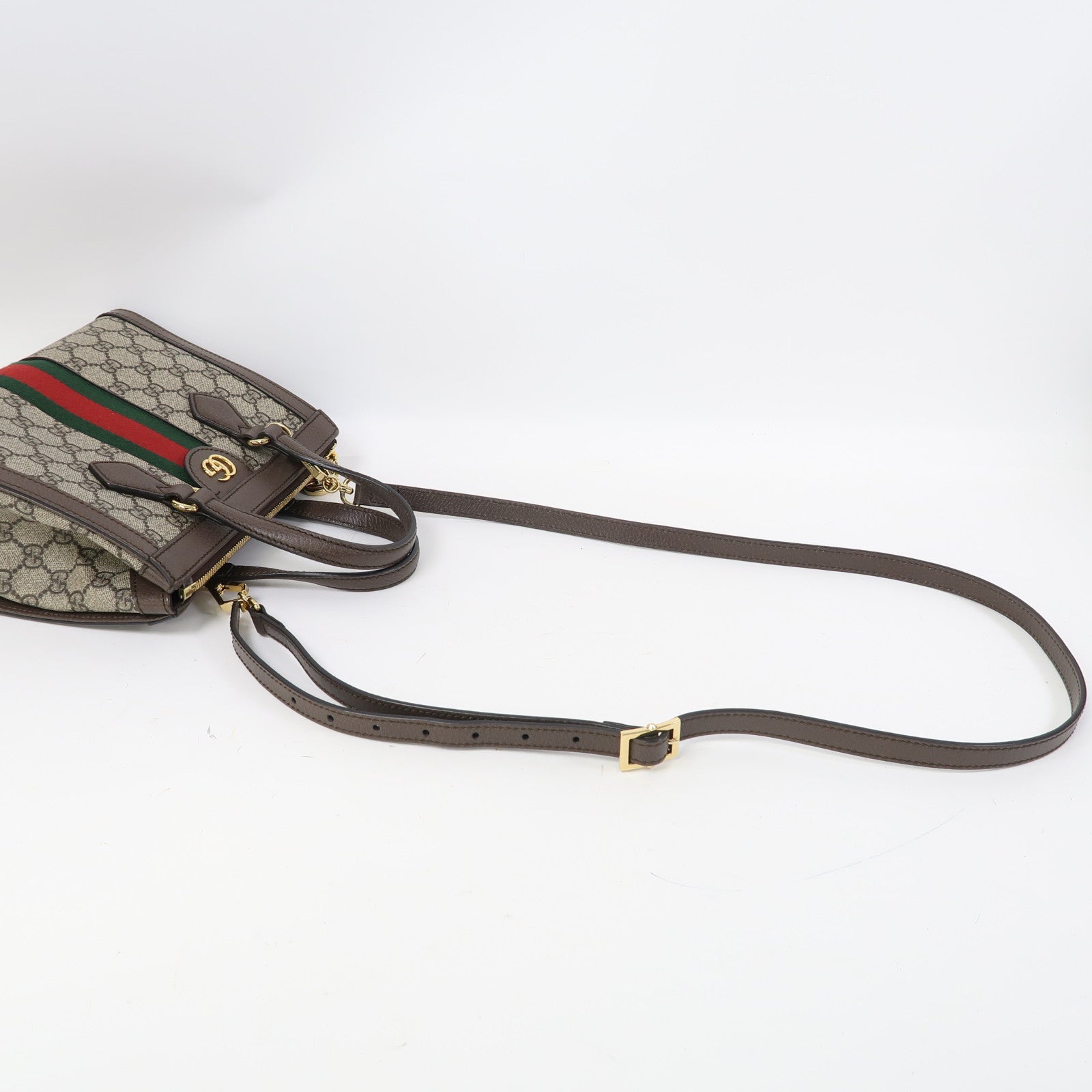 GUCCI 塗層帆布Ophidia Small Tote金扣手挽肩背兩用袋啡色