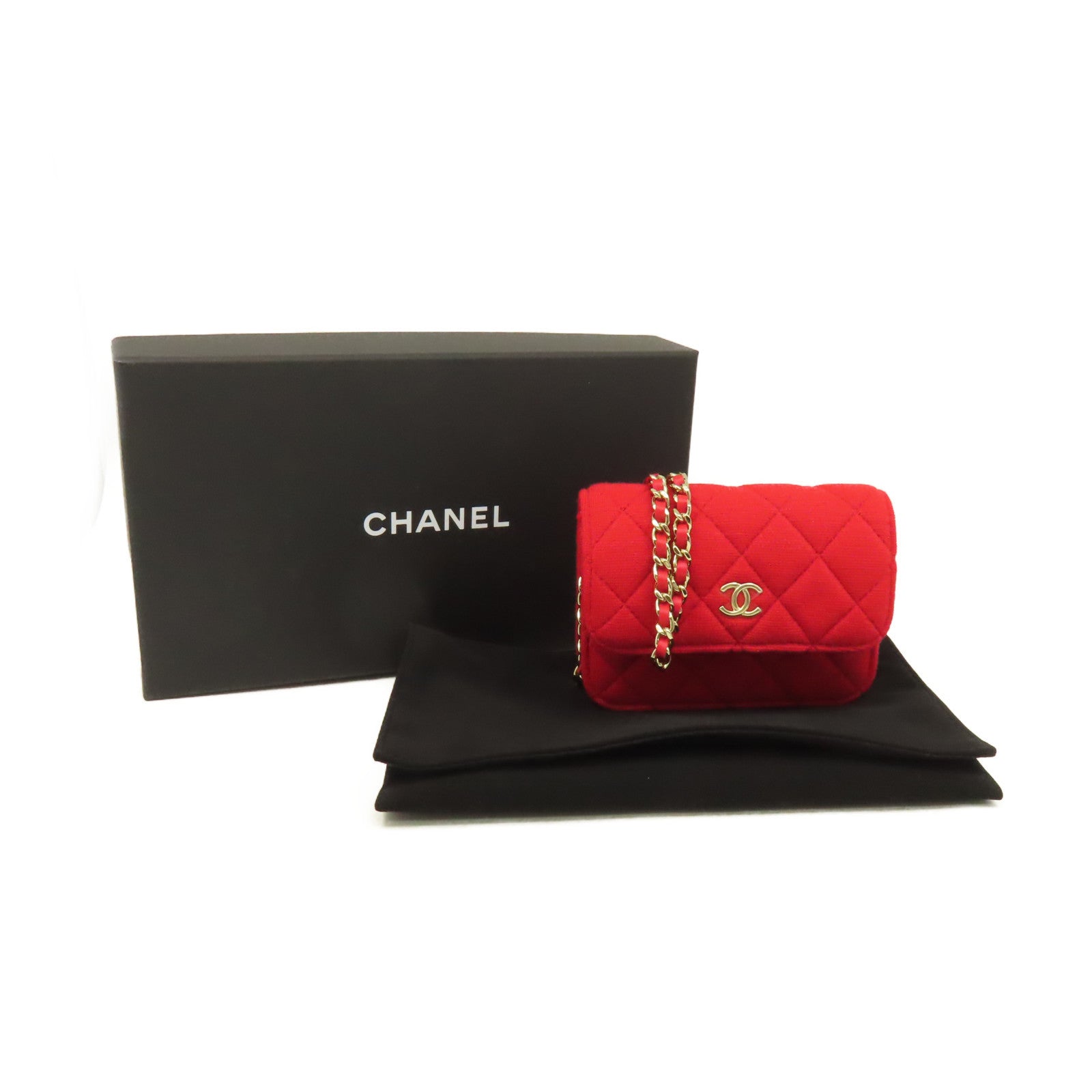 CHANEL 【激減優惠】菱格帆布Chain Shoulder Bag金扣鏈帶肩背袋紅色/粉紅色