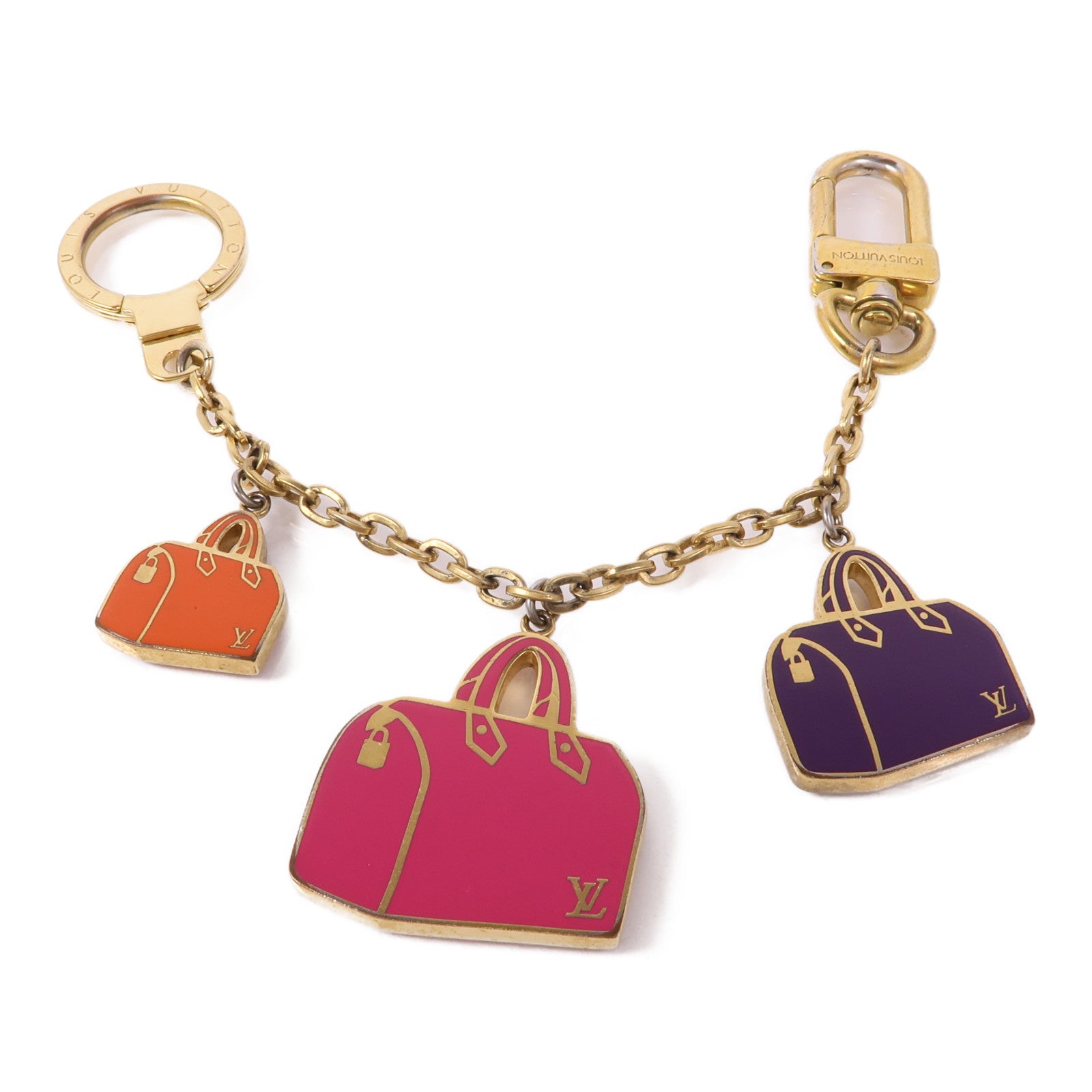 LOUIS VUITTON LV Speedy Charm Bag M66985 Metal Gold Purple Pink