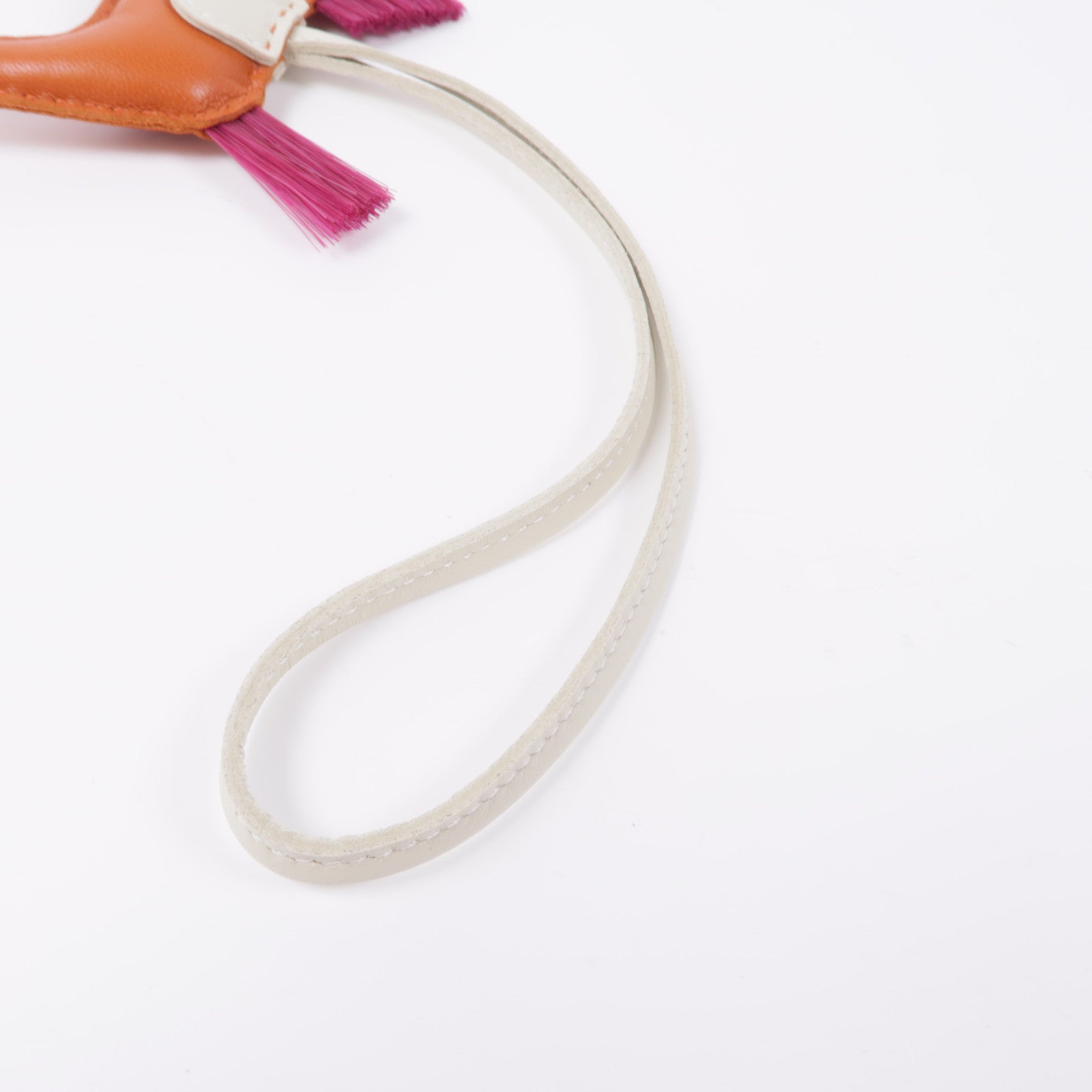 HERMES Milo皮革/馬鬃毛Rodeo PM GriGri掛飾Cornaline