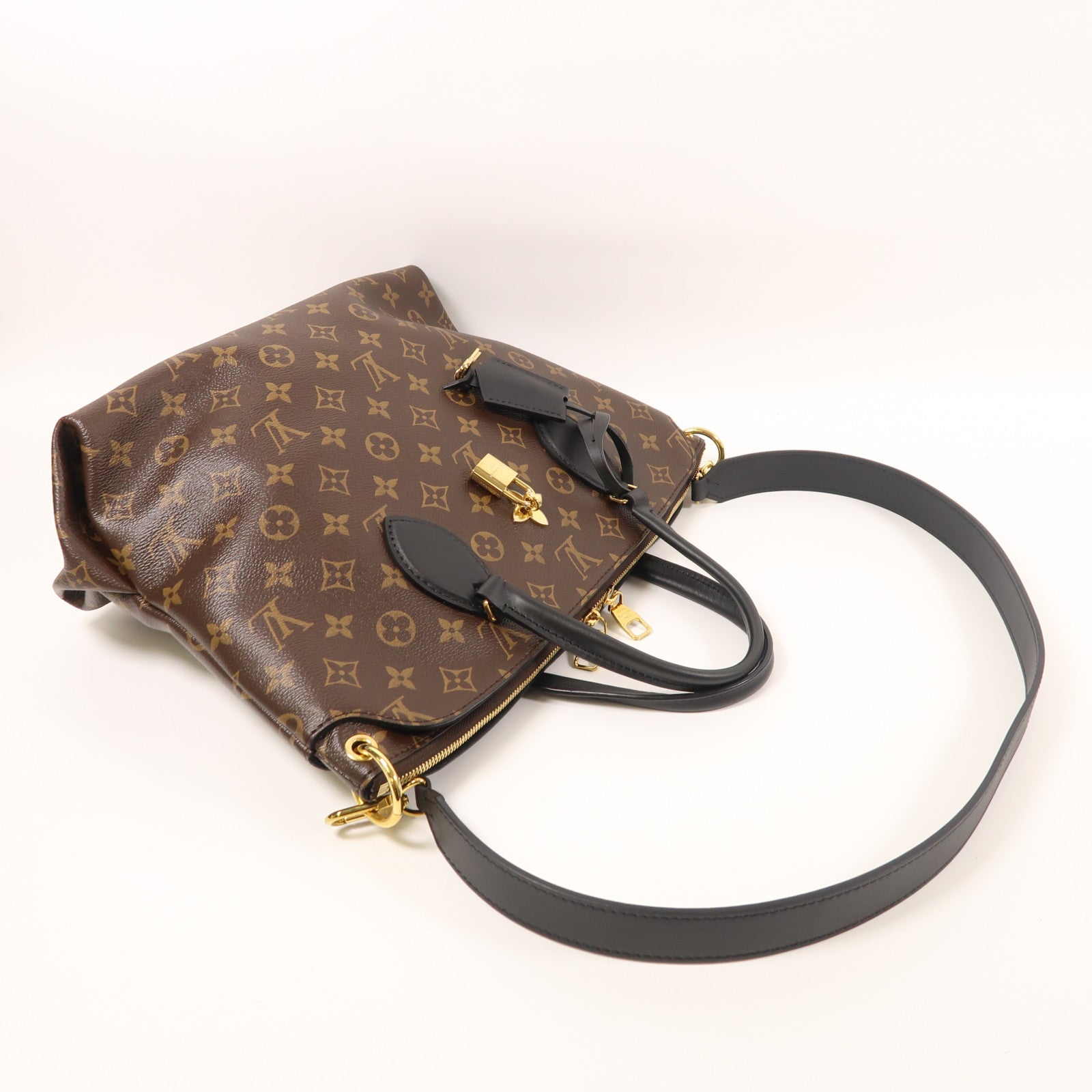 LOUIS VUITTON 【激減優惠】Monogram Flower Zip MM金扣手挽肩背兩用袋