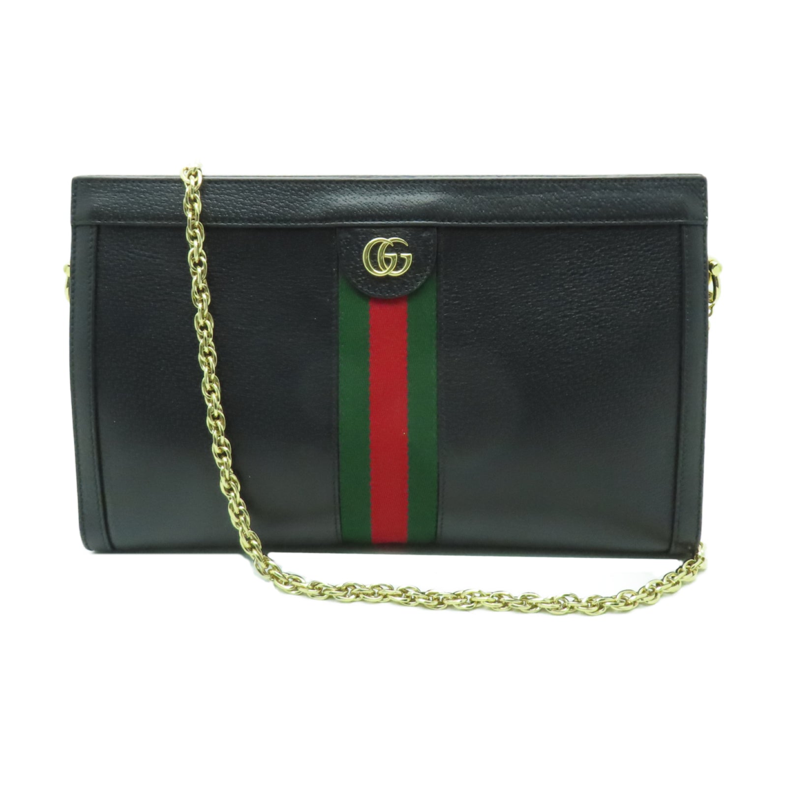 GUCCI 【激減優惠】牛皮皮革Ophidia金扣鏈帶肩背袋黑色