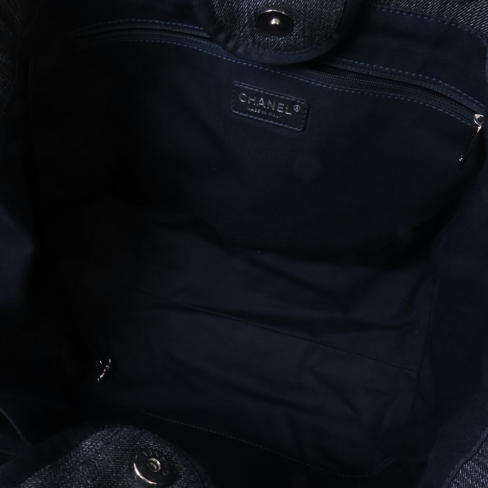 CHANEL 牛仔布Deauville Tote銀扣手挽肩背兩用袋