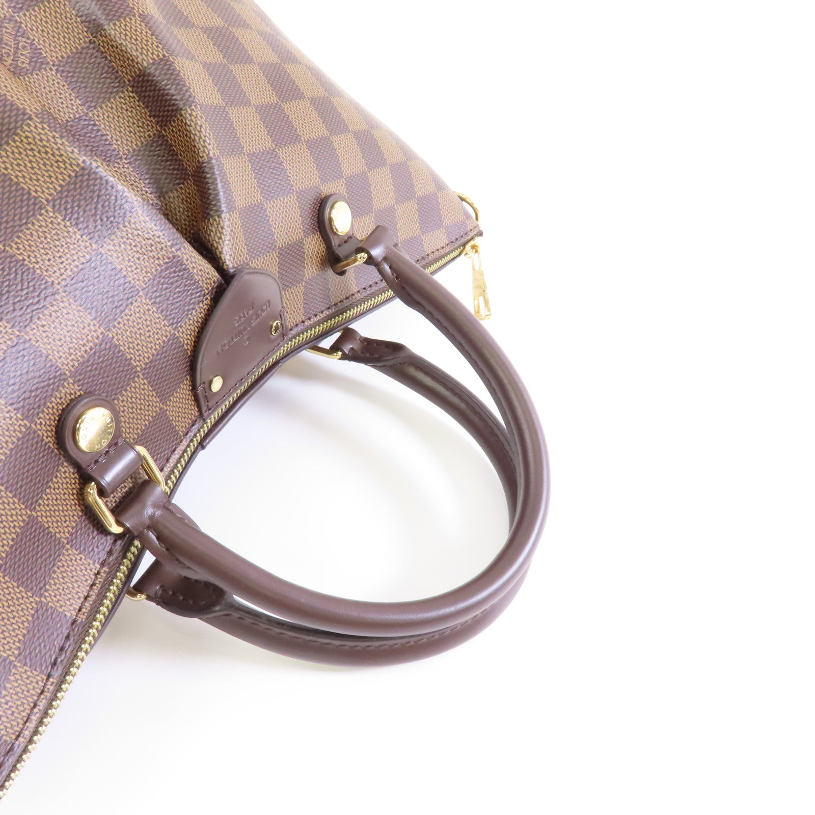 LOUIS VUITTON Damier Siena MM金扣肩背袋棕色