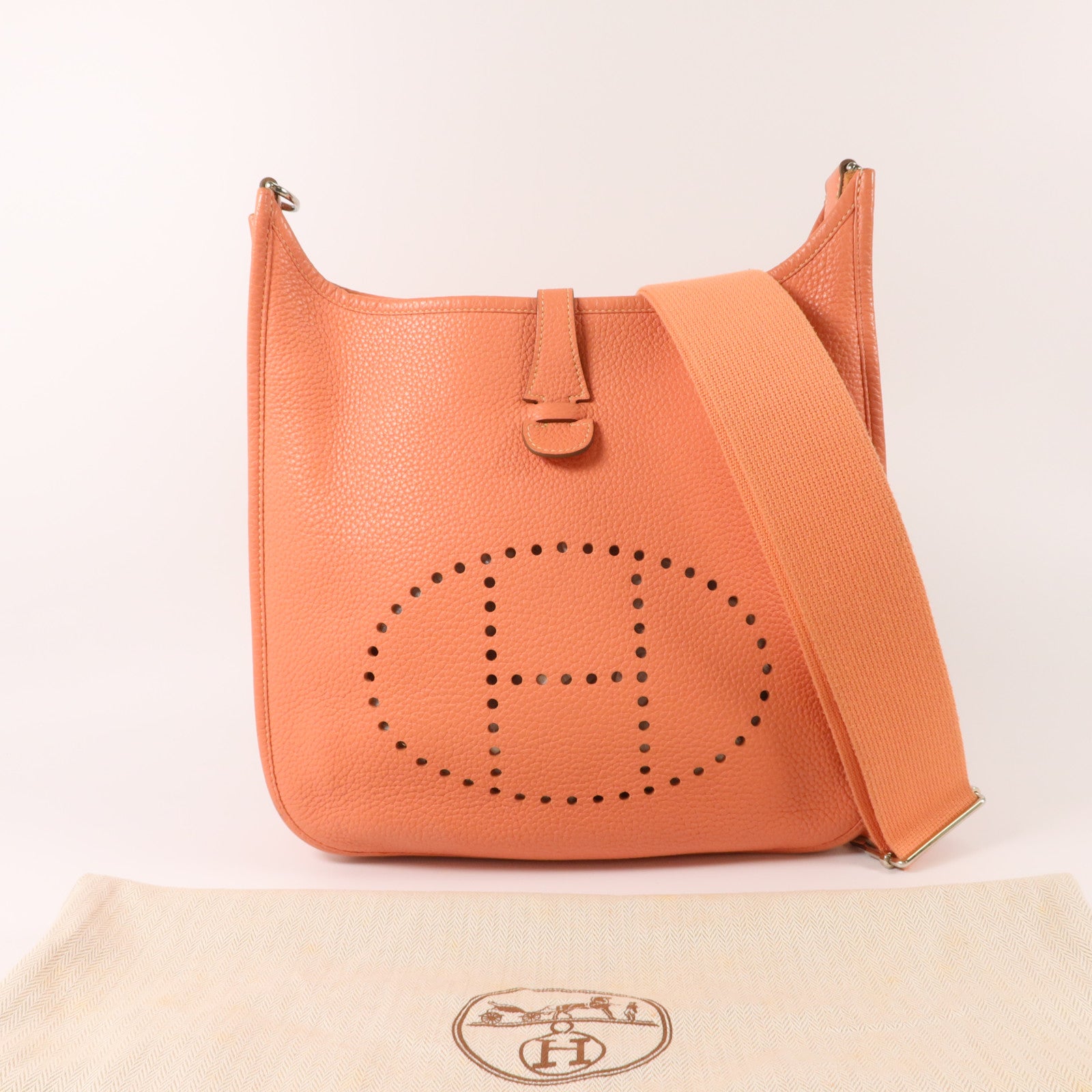 HERMES Clemence皮革Evelyne PM肩背袋Crevette