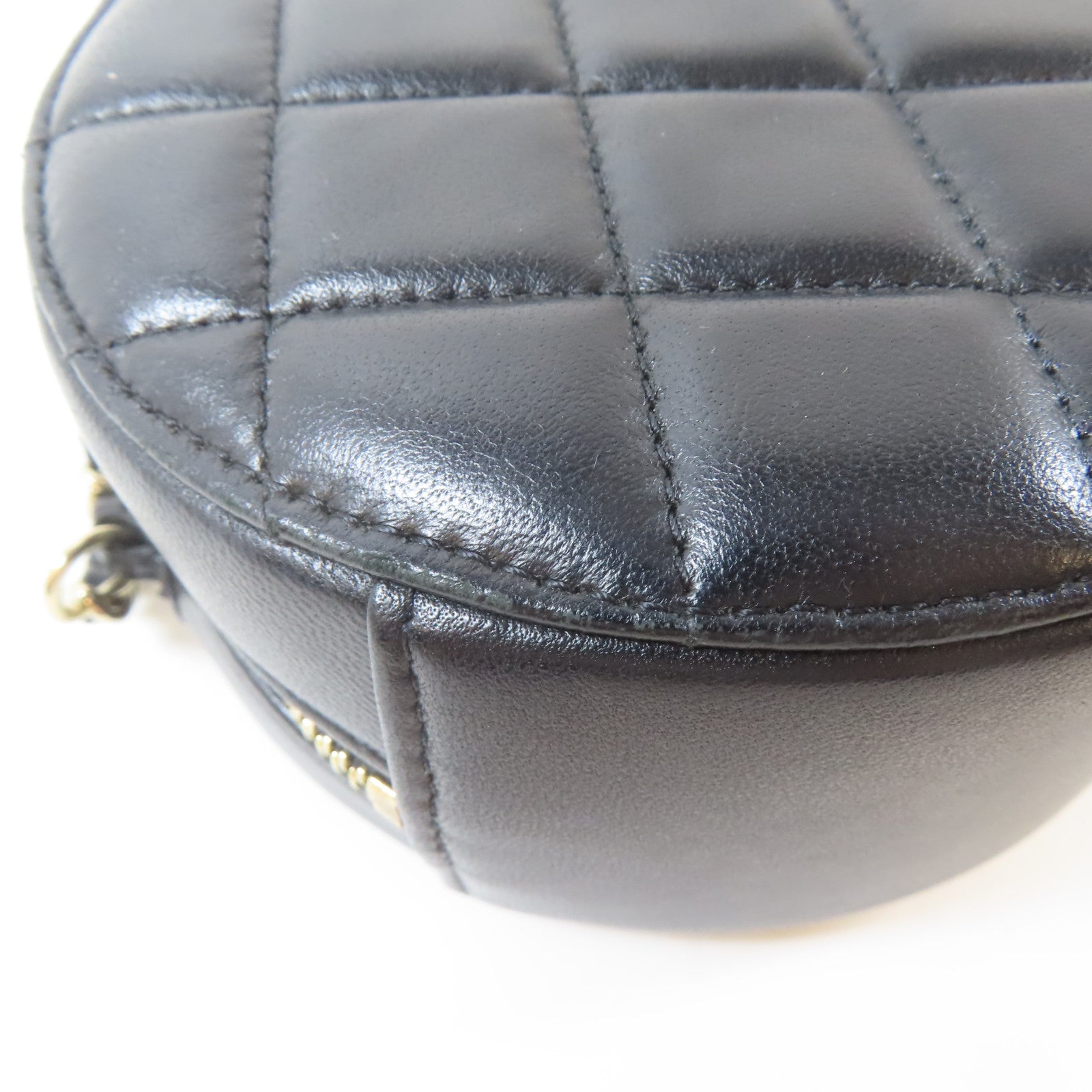 CHANEL 菱格羊皮皮革Chain Shoulder Bag金扣鏈帶肩背袋黑色