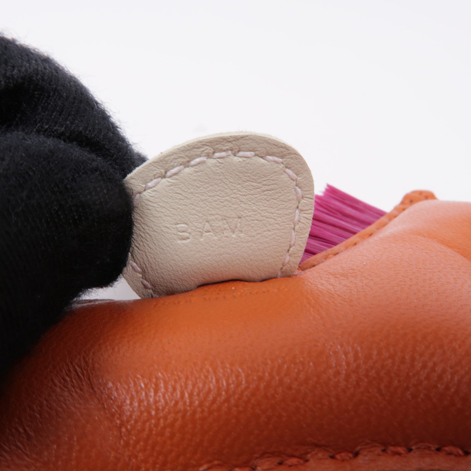 HERMES Milo皮革/馬鬃毛Rodeo PM GriGri掛飾Cornaline