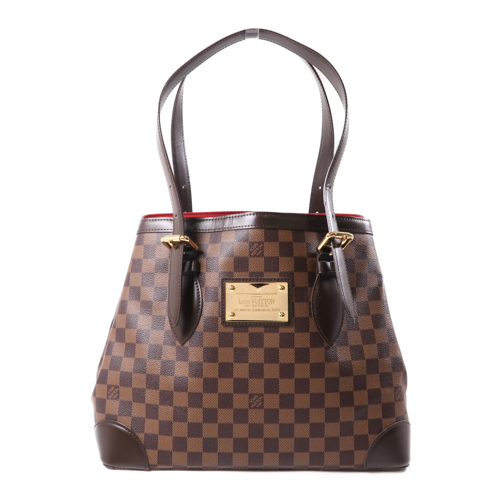 LOUIS VUITTON Damier Hampstead MM金扣肩背袋棕色