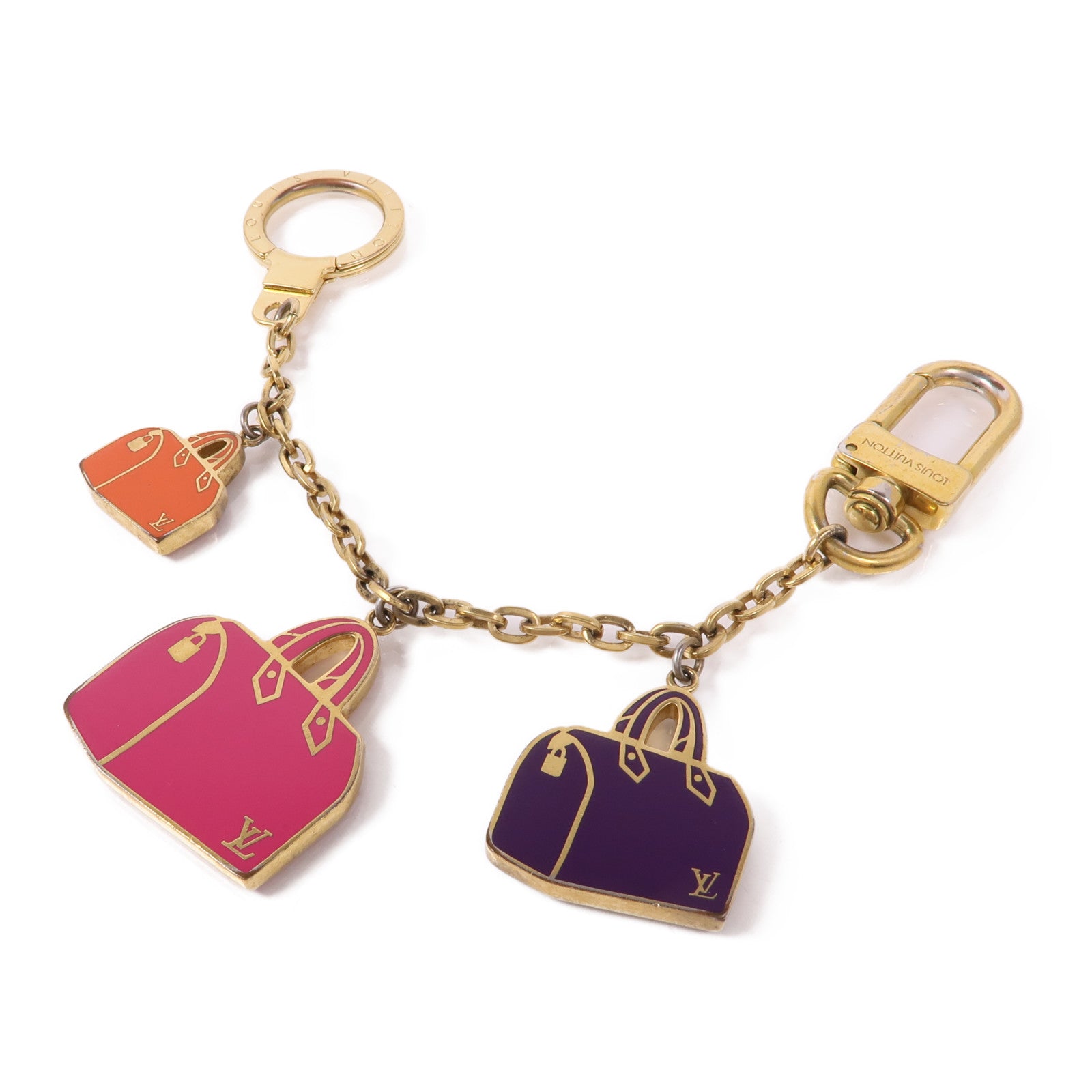 LOUIS VUITTON LV Speedy Charm Bag M66985 Metal Gold Purple Pink